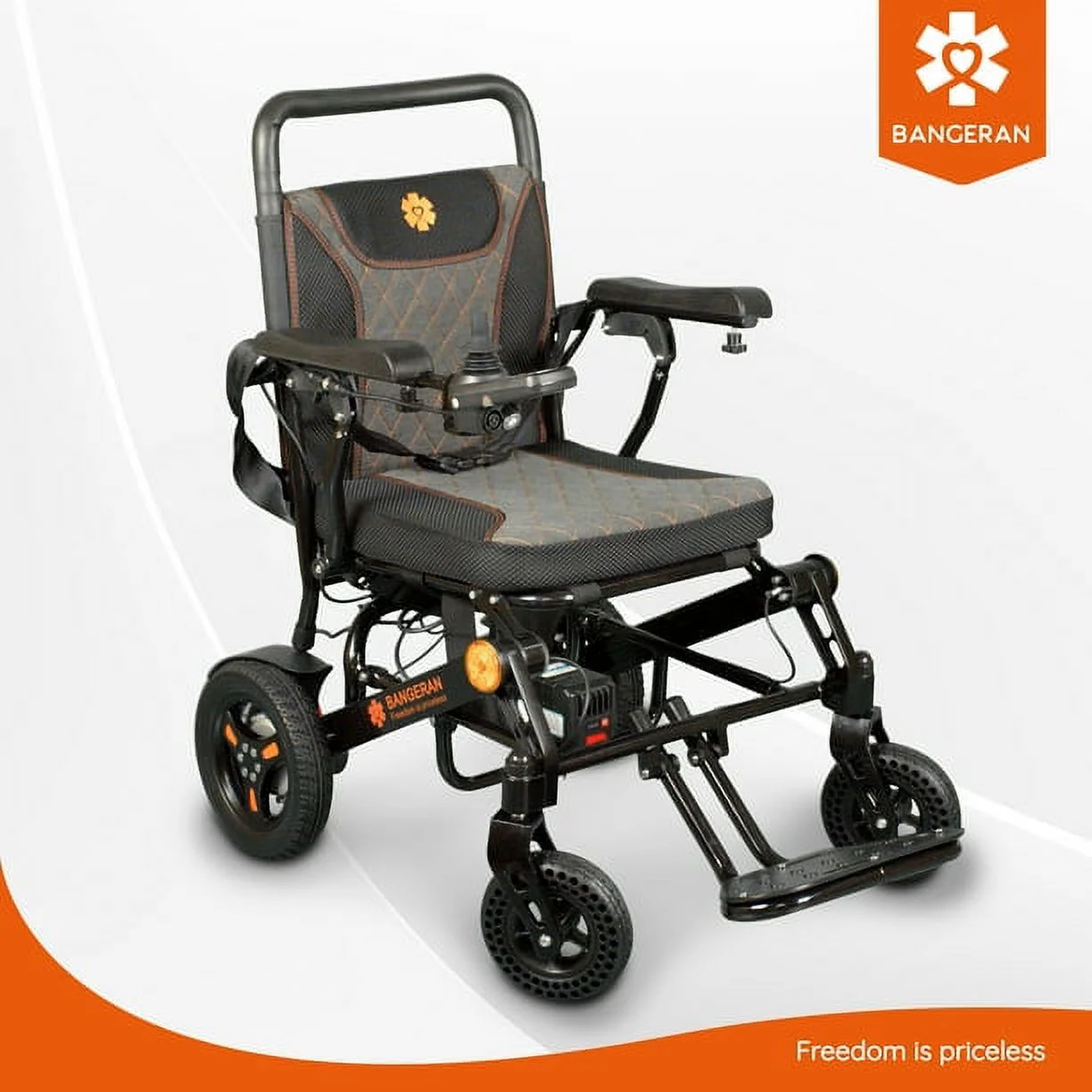Pegasus Ultra Lightweight Foldable Pediatric Electric Wheelchair | Wheelchairs for Children & Small-Statured People | Wheelchair Accessories - Digital Joystick with USB Port & Headlight | Black - Curated Treasures Market