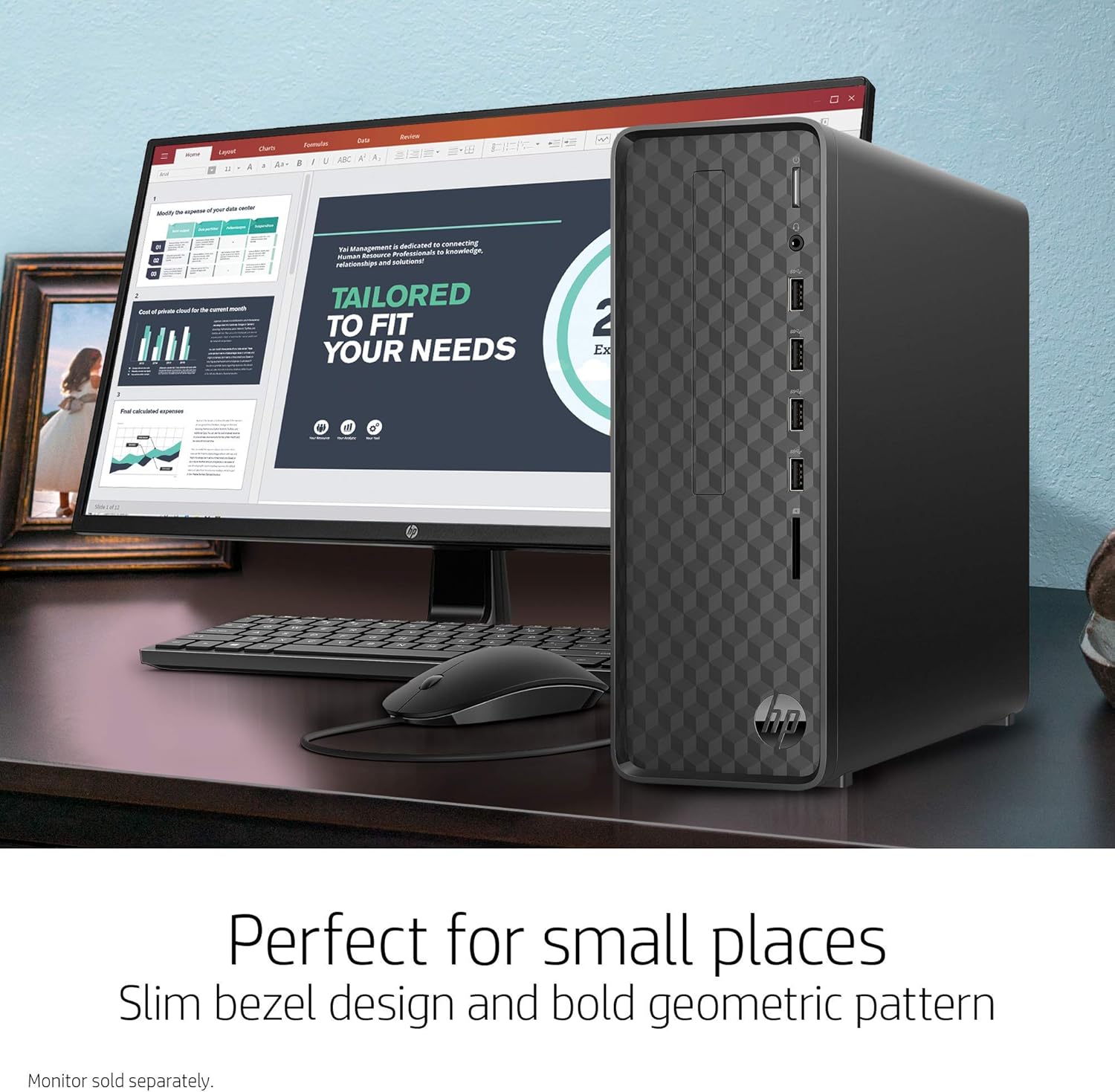 HP Slim Desktop, AMD Athlon Silver 3050U, 4GB RAM, 256 GB SSD, Windows 10 Home (S01-aF0011, Black) (Renewed)