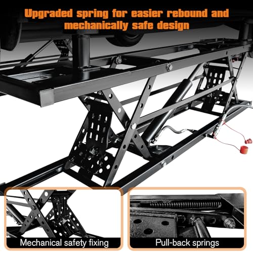 Albott 7000 LBS Portable Car Lift, Heavy Duty Quick Jack with 28" Max Height, Locking Levers & Wheels, Adjustable Scissor Lift for Cars, SUVs, Light Trucks, Garage or Shop Use, Black