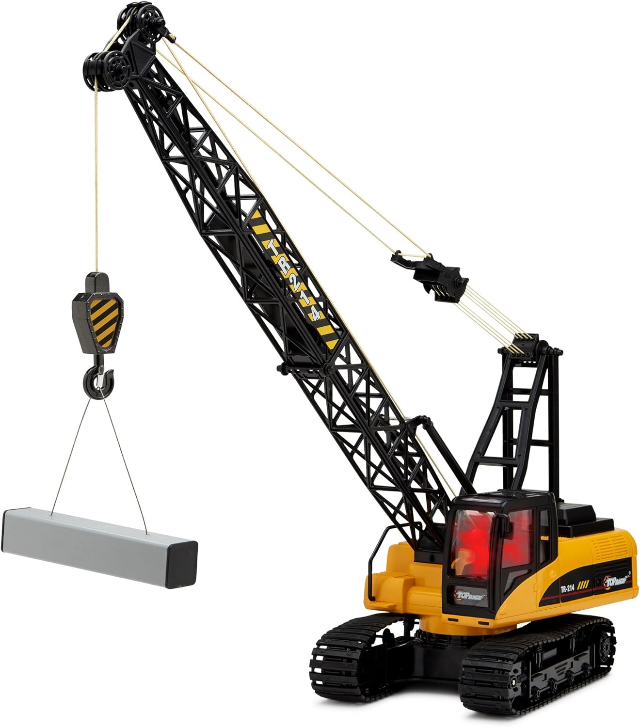 Top Race 15 Channel Remote Control Crane, Proffesional Series, 1:14 Scale - Battery Powered RC Construction Toy Crane with Heavy Metal Hook (TR-214)