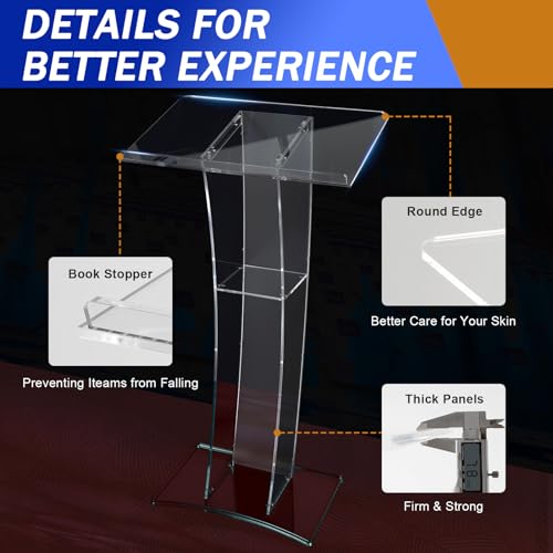 Acrylic Podium Acrylic Transparent Lifting Podium Clear Podium Acrylic Podium Stand Pulpits for Churches Portable Lecterns & Podiums Pulpits for Church, Weddings, School, Office
