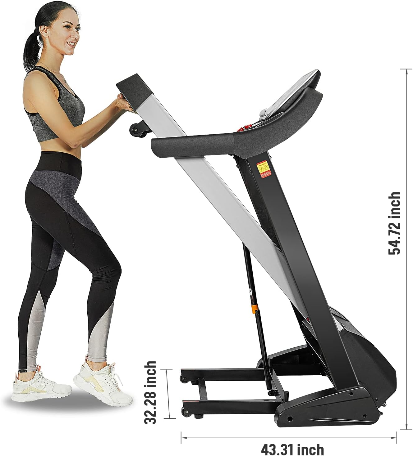 kotia Folding Treadmill 330 lb Capacity Electric Treadmill with 15 Levels Auto Incline and Large Running Area for Home Gym Workout (3.25HP Model TD1460)