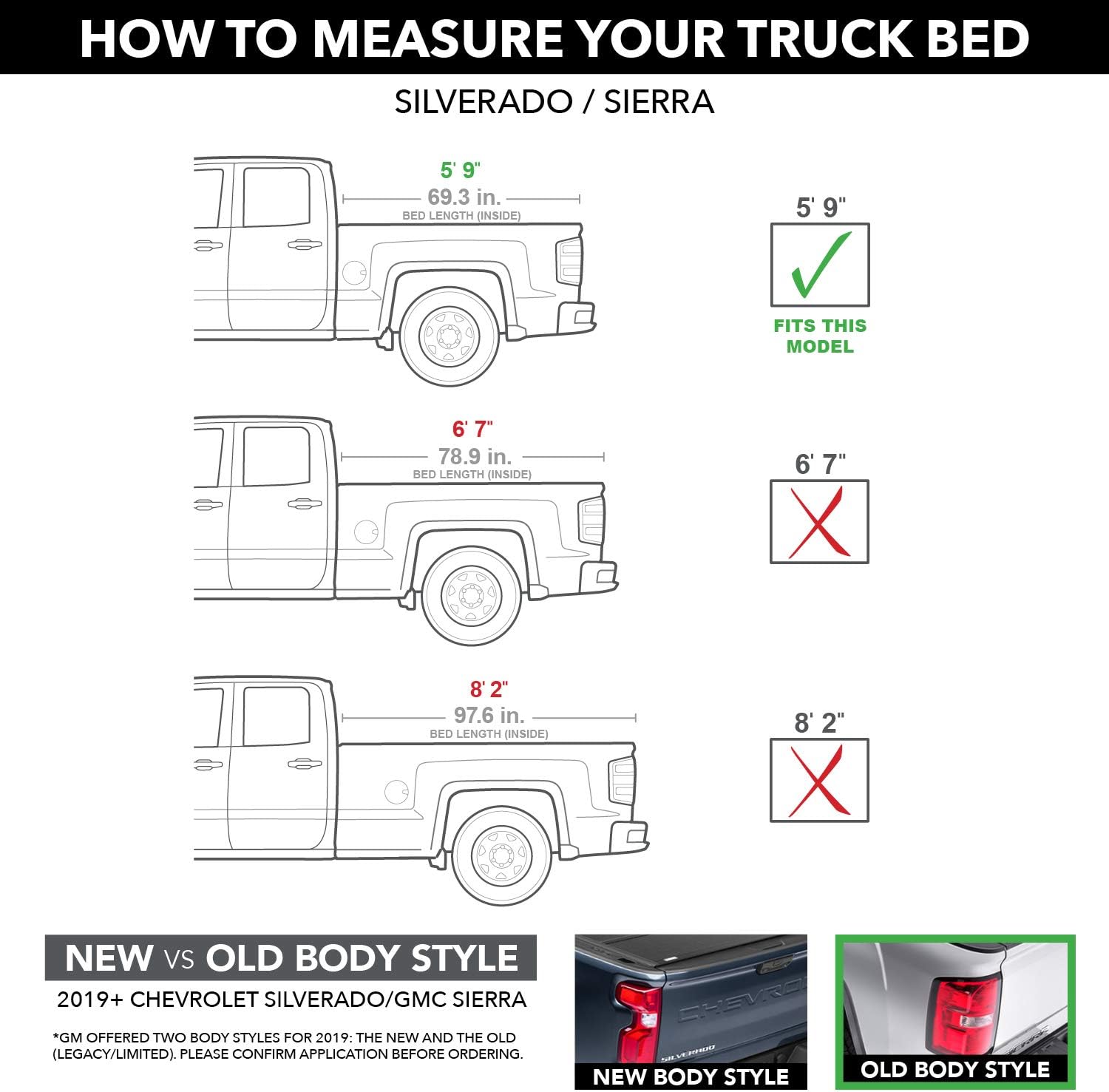Gator EFX Hard Tri-Fold Truck Bed Tonneau Cover | GC14018 | Fits 2014 - 2018, 2019 Ltd/Lgcy Chevy/GMC Silverado/Sierra Limited 1500 5' 9" Bed (69.3")