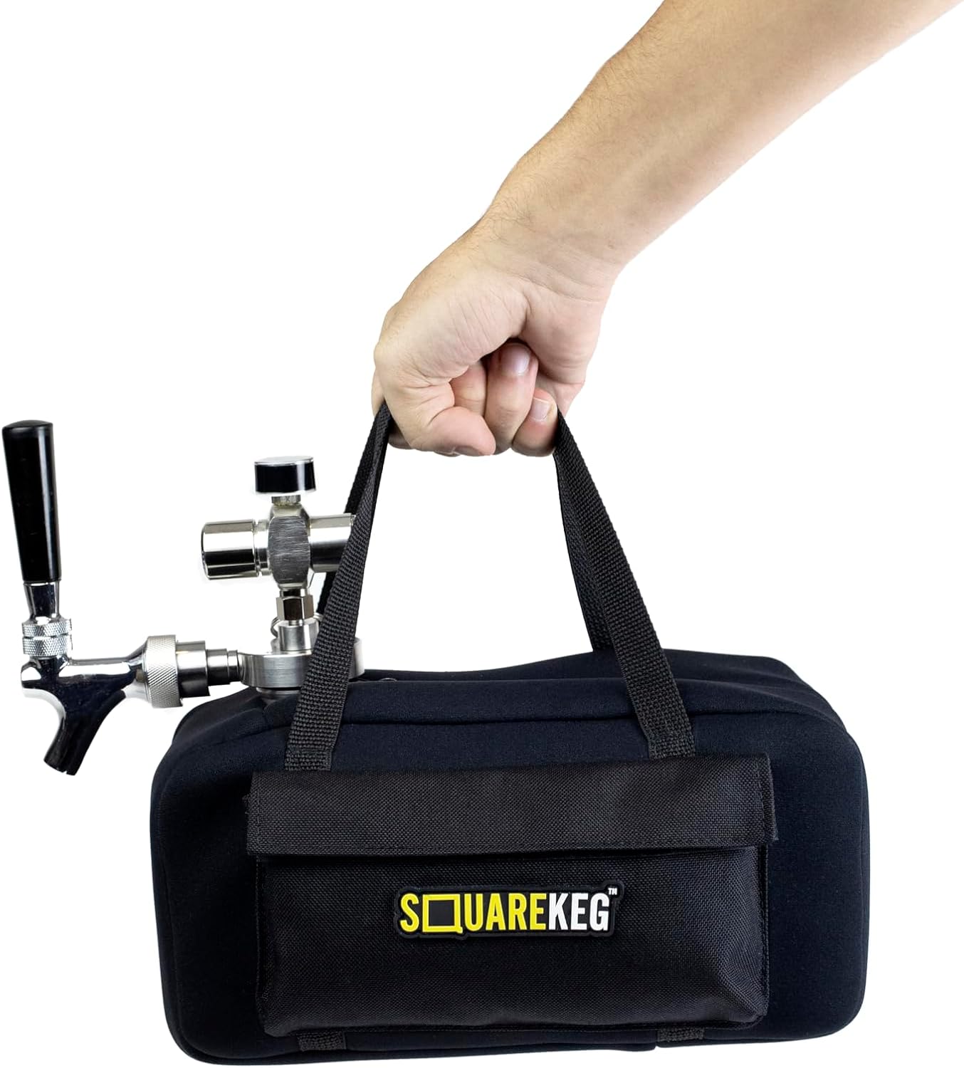 Square One Mini Keg, Stainless Steel Keg and Tap System, 2x 64oz Growlers or 1 Gallon Capacity, Fits in Refrigerators/Coolers, Great for Beer, Kombucha, Cold Brew, and Mixed Drinks - Black