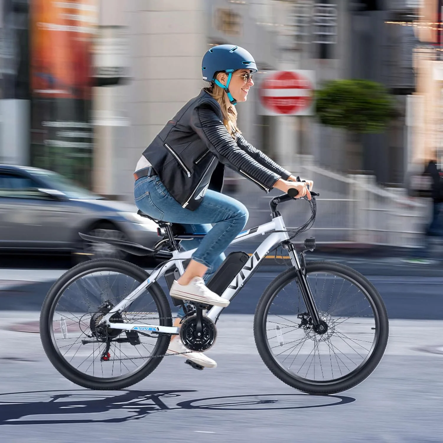 Vivi Electric Bike 26 Adult Electric Mountain Bike 500W Hardtail Electric Commuter Bike 21 Speed with Cruise Control Up to 20MPH & 50Miles