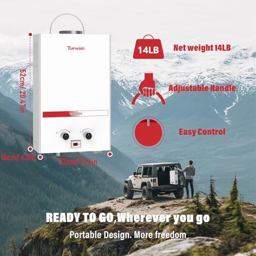 Propane Water Heater Tankless, 10L Portable Water Heater, 2.6GPM Portable Hot Water Heaters with Multi-Protection, Instant Camping Water Heaters for Camping, Outdoors Shower, RV Shower, White