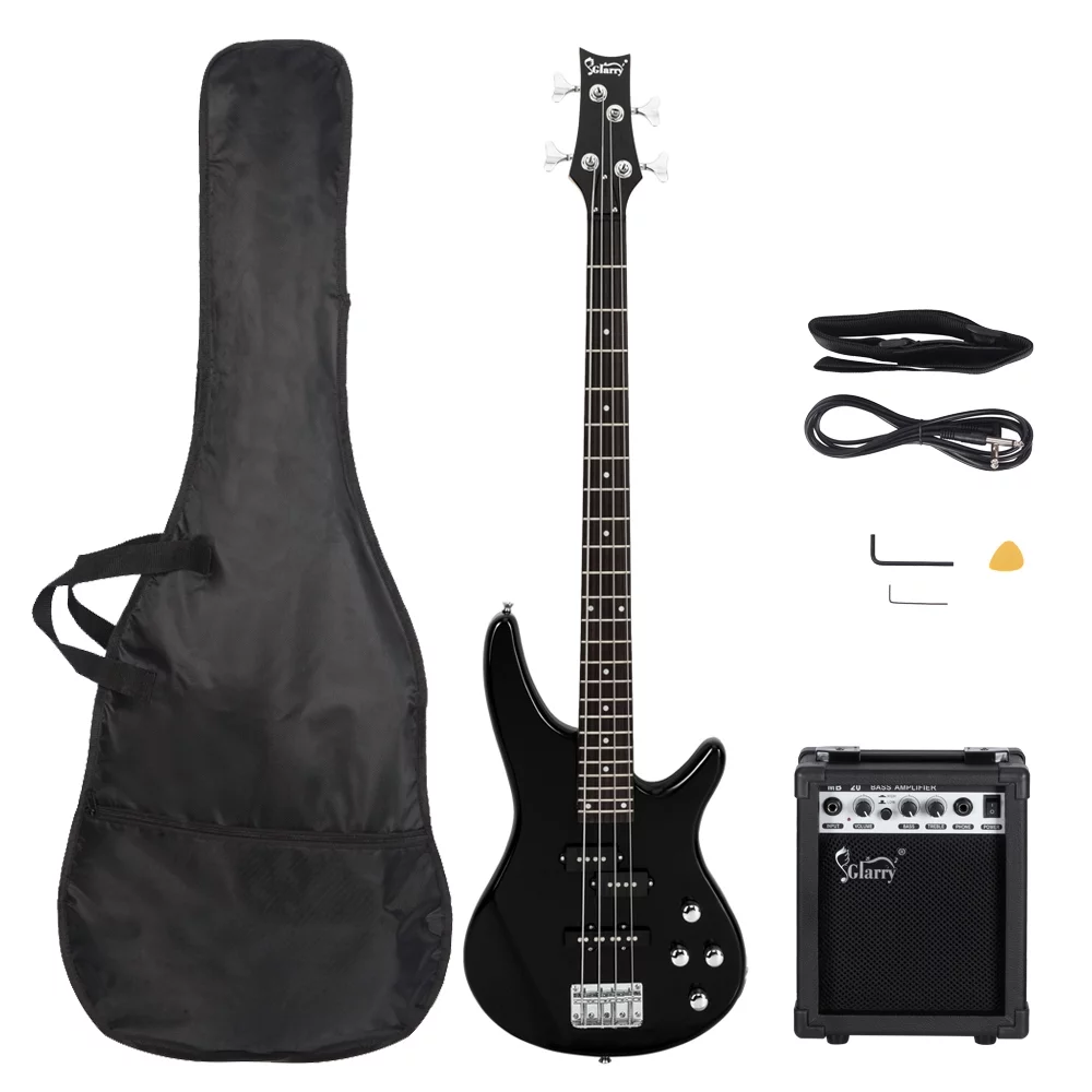BMTBUY Glarry GIB 4 String Full Size Electric Bass Guitar SS pickups and Amp Kit Black - Curated Treasures Market
