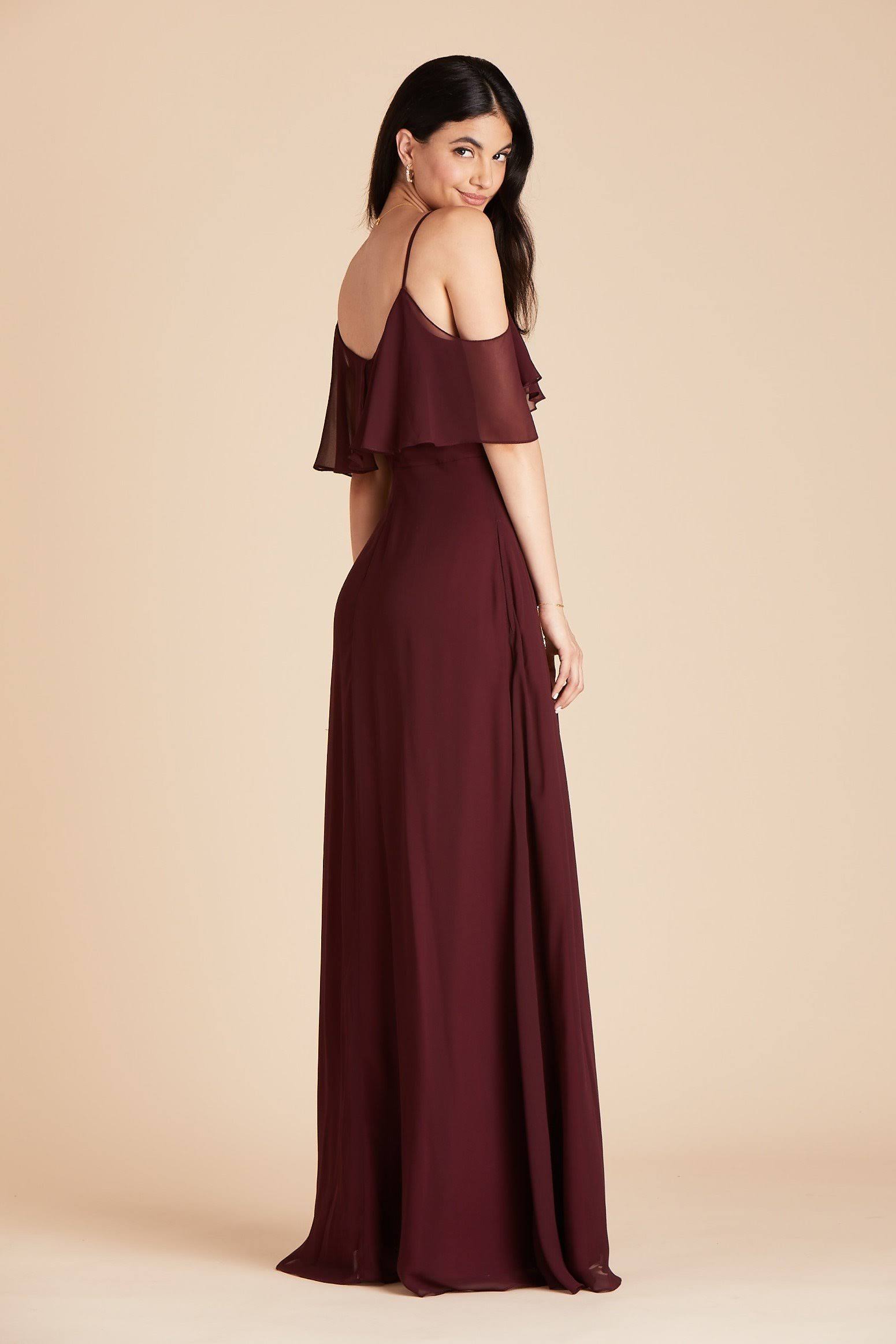 Birdy Grey Jane Convertible Chiffon Bridesmaid Dress in Cabernet Xs / Cabernet / No Slit