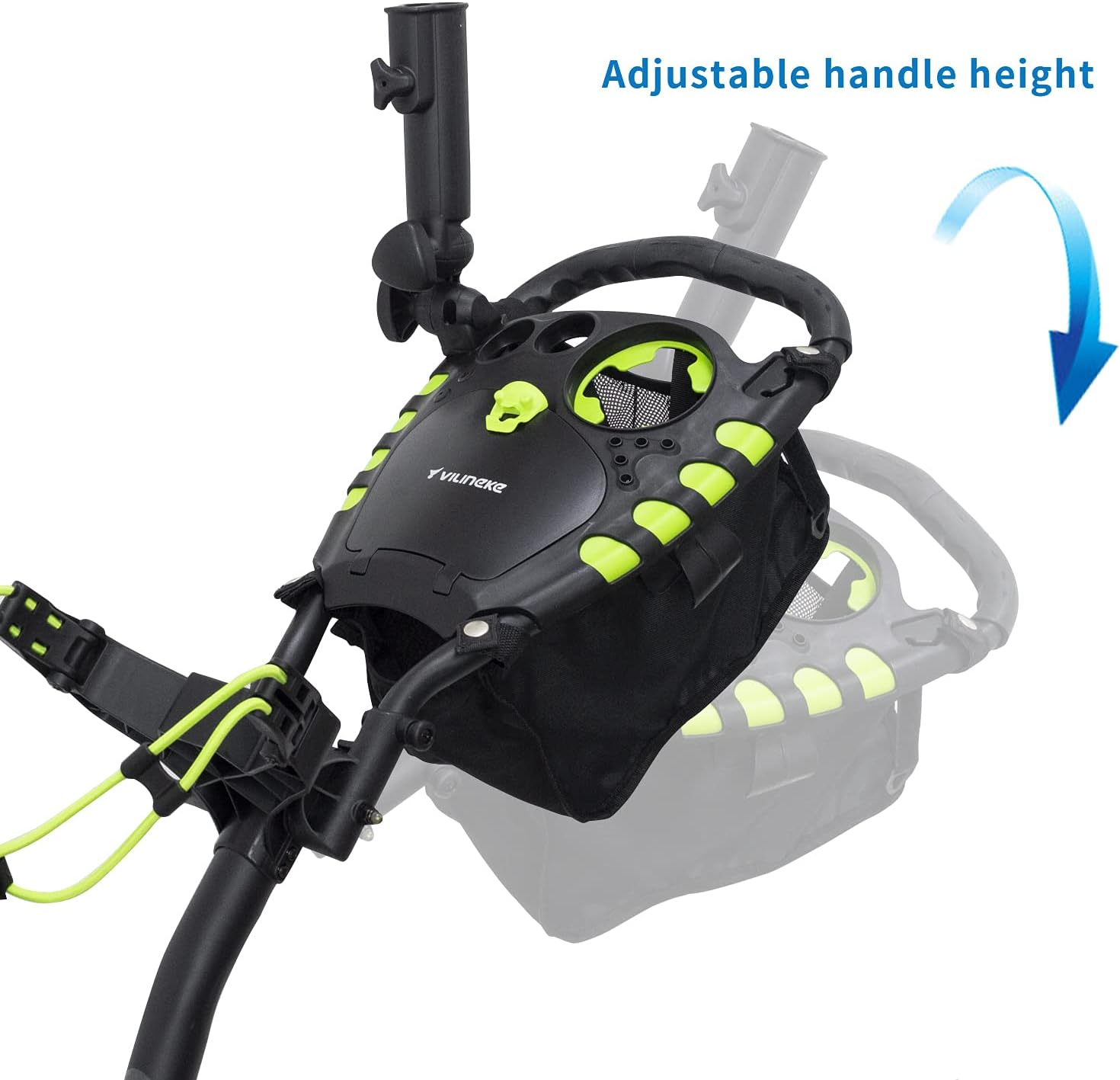 NC Compact Folding 3 Wheel Colf Push Cart Trolley with Foot Brake,Free Umbrella Holder, Scoreboard Bag (Green)