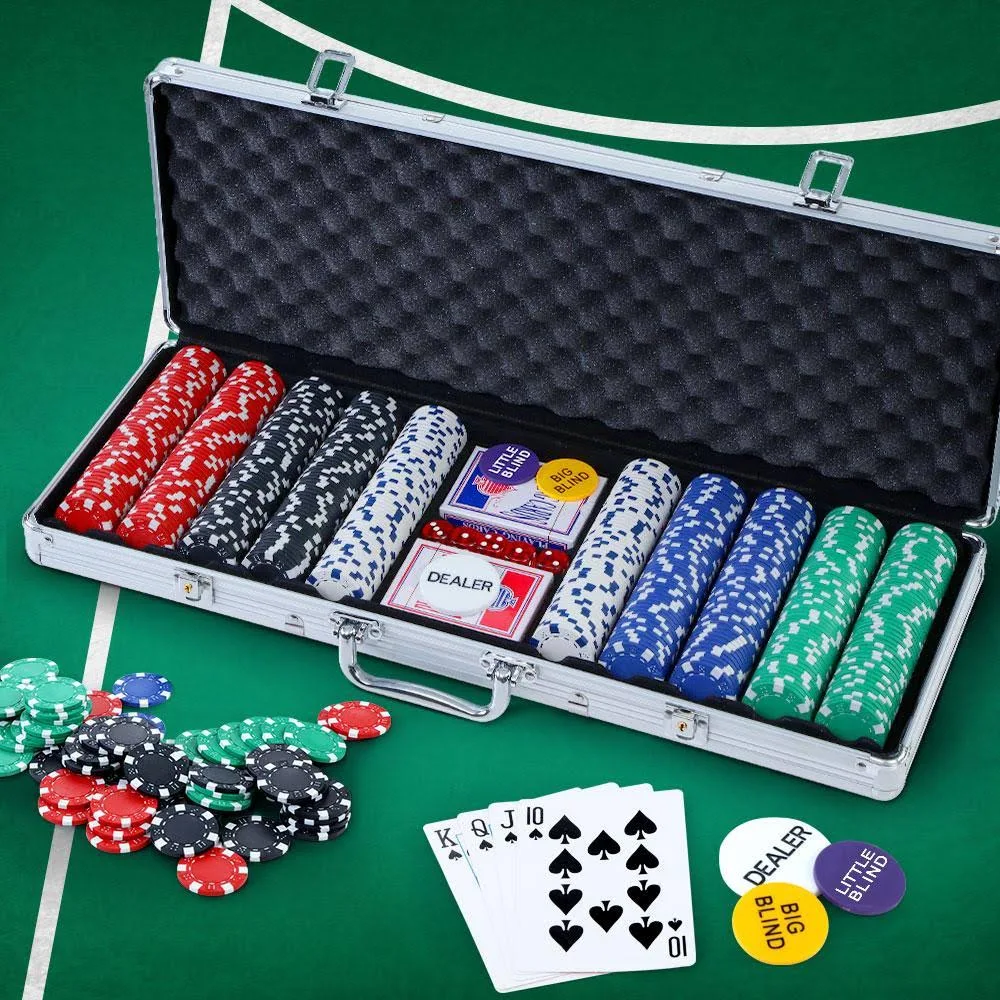 Poker Chip Set 500pc Chips Texas Hold&em Casino Gambling Dice Cards