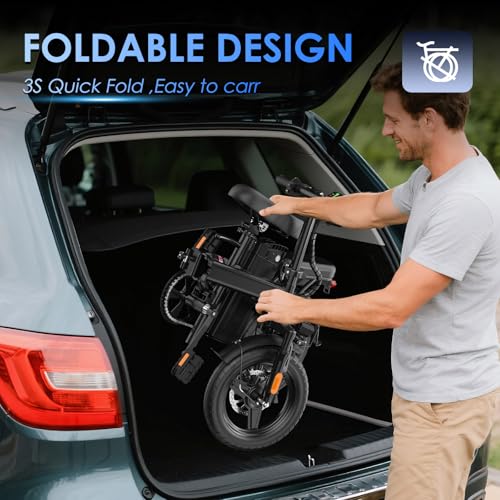 E14 Electric Bike for Adults 500W Motor, Folding Ebike 14" Adults Electric Bicycles, 48V 13Ah Removable Battery UL 2849 Certified, 25 Miles PAS Range