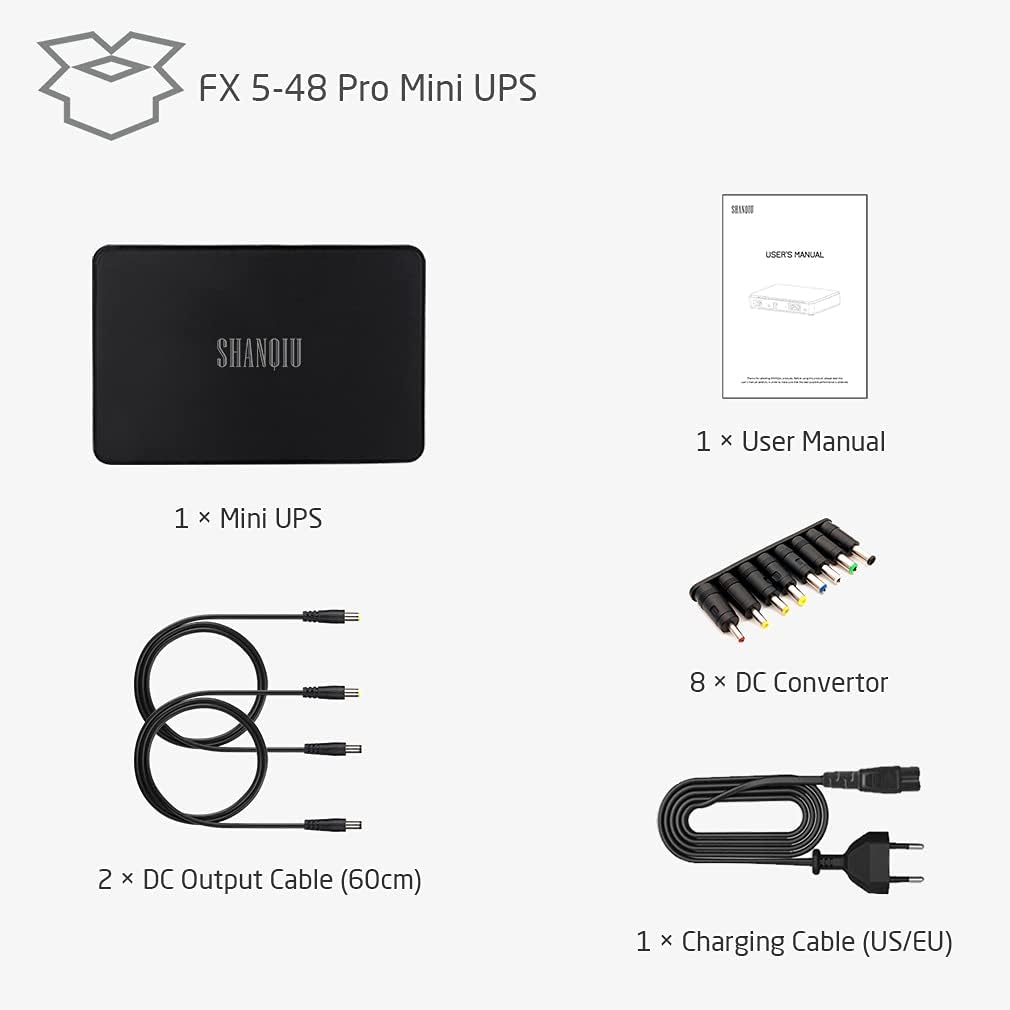 Mini UPS Battery Backup Uninterruptible Power Supply for Router, Modem, Security Camera, Built-in 10000mAh Batterypack with Input AC Output USB 5V DC 9V/12V POE 24V/48V (100Mbps)