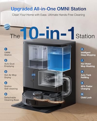 ECOVACS DEEBOT T30S Robot Vacuum and Mop, 11000Pa, ZeroTangle Technology, TruEdge Adaptive Edge Mopping, Hot Water Mop Washing, Self-Emptying, Self Refilling, Auto-Mop Lifting, Obstacle Avoidance