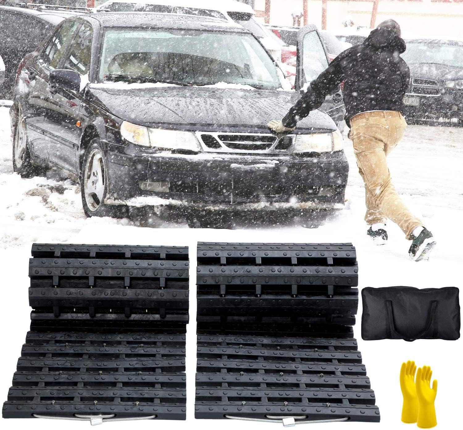 Tire Traction Mat, Portable Emergency Devices for Snow, Ice, Mud, and Sand Used to Car, Truck, Van or Fleet Vehicle (2pcs*27.6in)