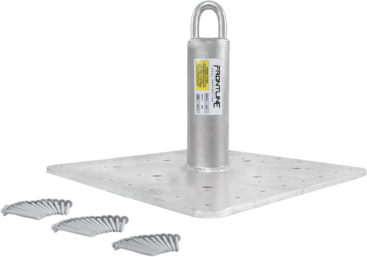 Frontline RO12 Roof Anchor 12 Pole Commercial | OSHA & ANSI Compliant Galvanized Steel Roofing Anchor Point | Metal, Wood or Concrete Application