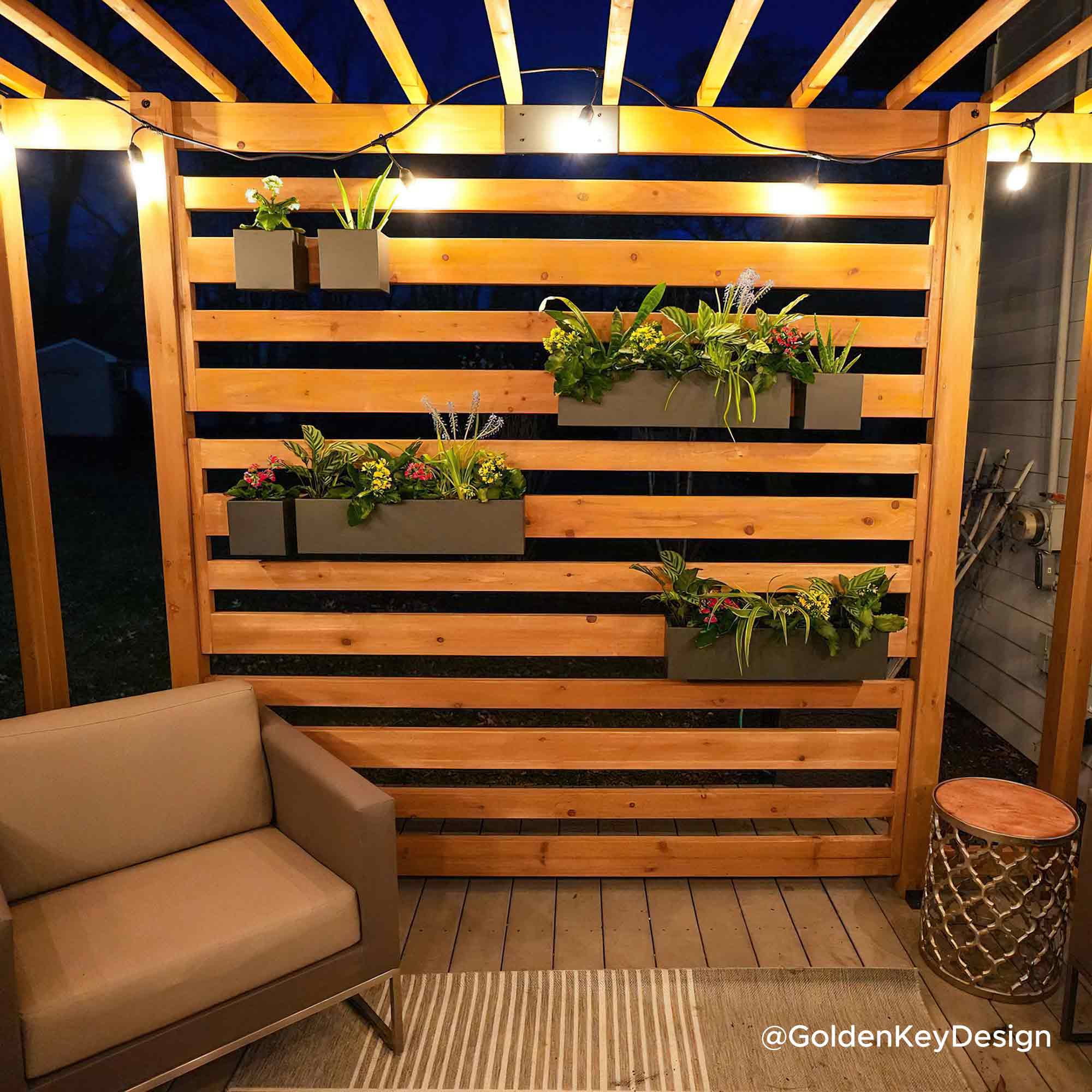 Sunjoy Sophia Outdoor Patio 10.5 ft. x 10 ft. Cedar Wood Pergola with Adjustable Hanging Planters