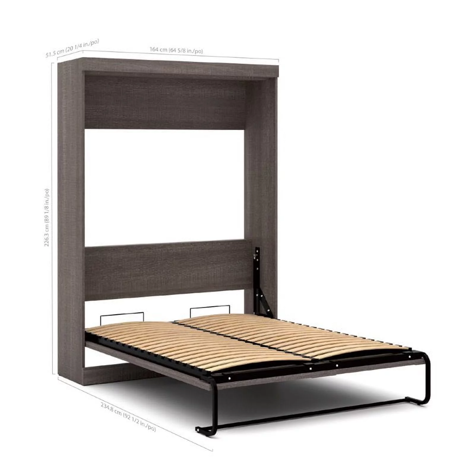 Atlin Designs 126" Queen Wall Bed with Storage in Bark Gray