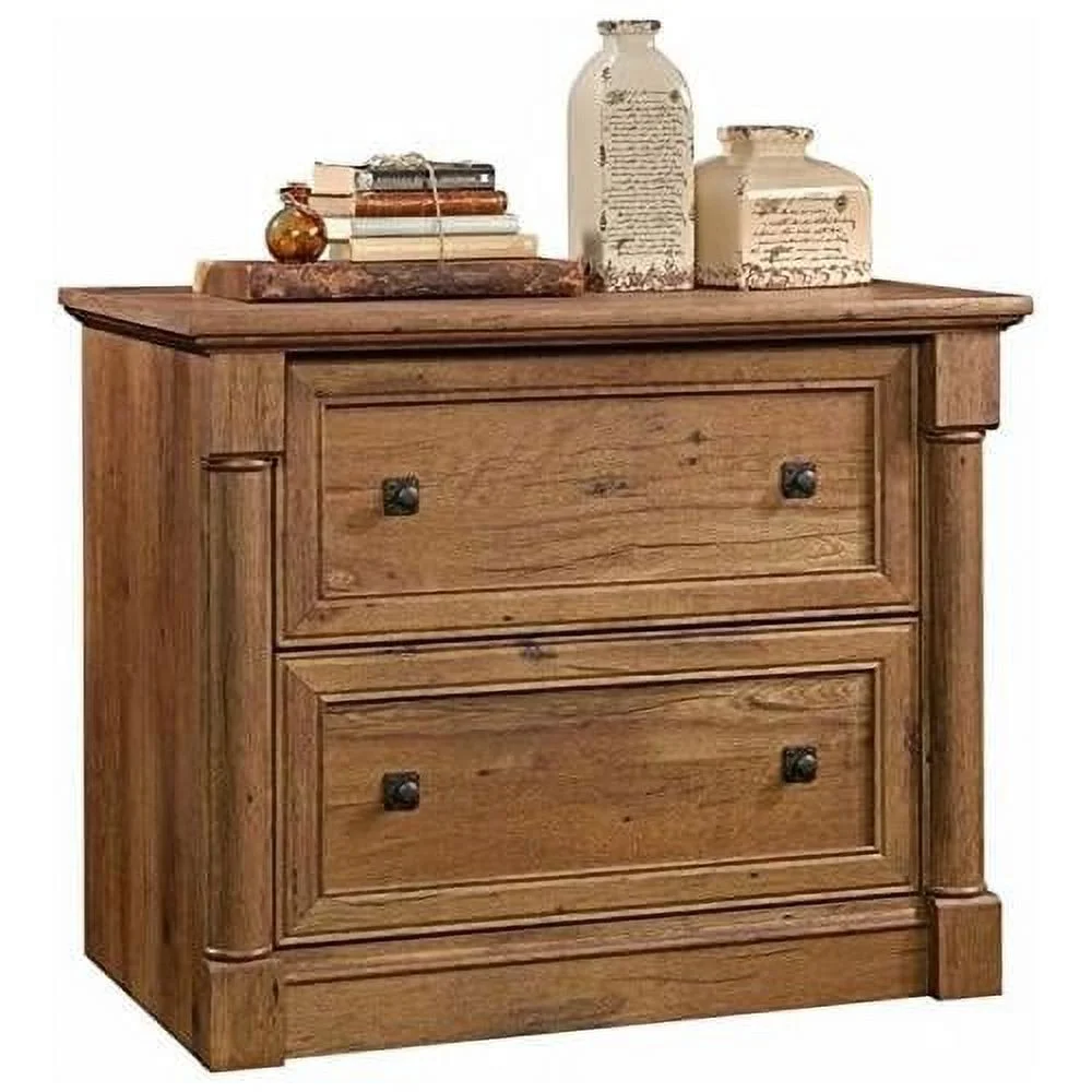 2 Drawer Wood Lateral Letter/Legal File Cabinet In Vintage Oak - Curated Treasures Market