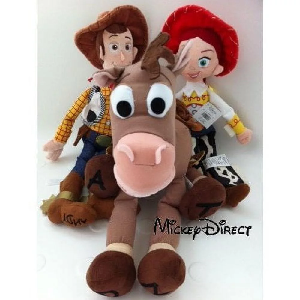 HUGE Disney Store Toy Story 3 Plush Jessie 16" Woody 18" Bullseye 17" Doll Set - Curated Treasures Market