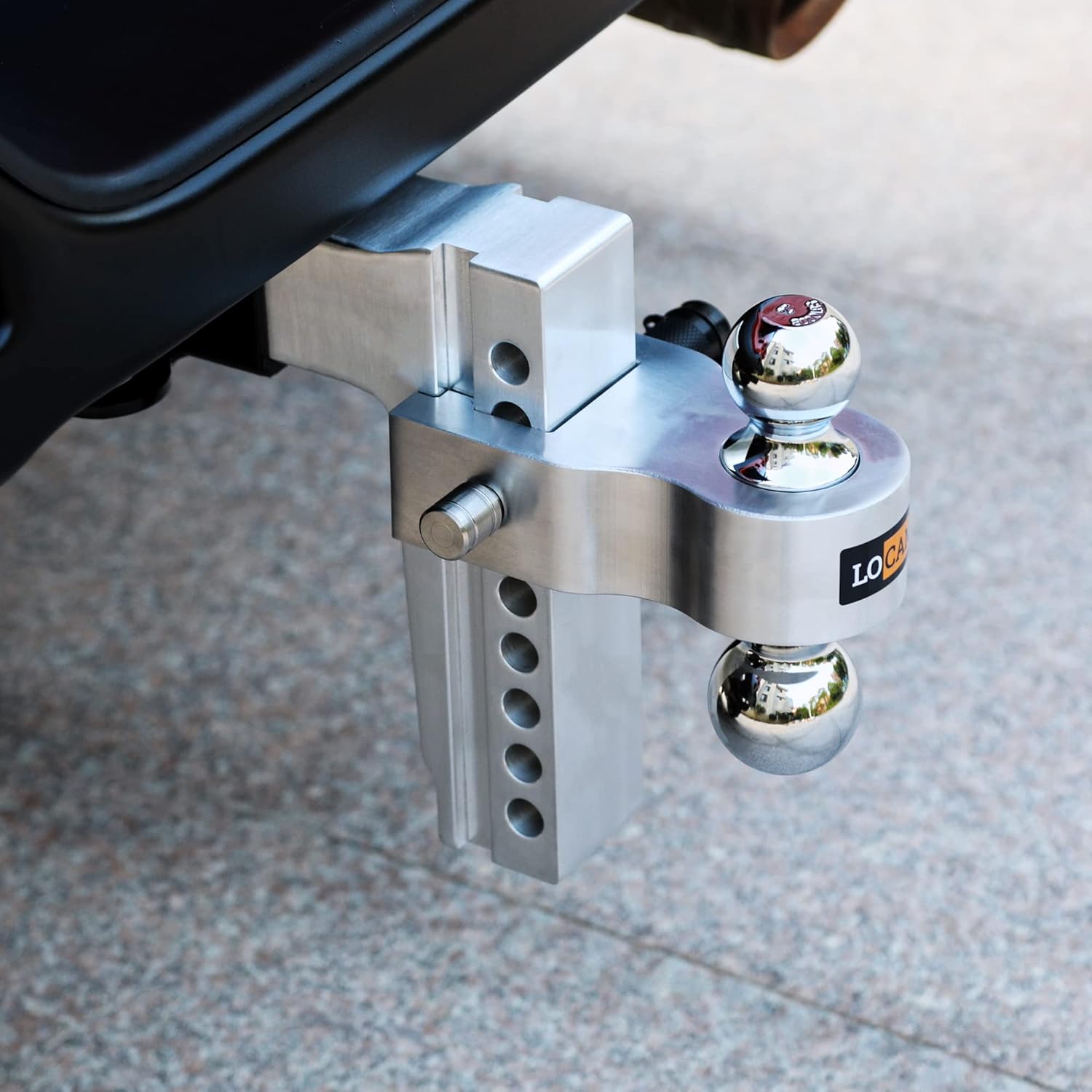 LOCAME Adjustable Trailer Hitch, Fits 2.5-Inch Receiver, 8-Inch Drop/Rise Aluminum Drop Hitch, 18,500 LBS GTW--Tow Hitch for Heavy Duty Truck with Double Stainless Steel Locks, Silver, LC0008