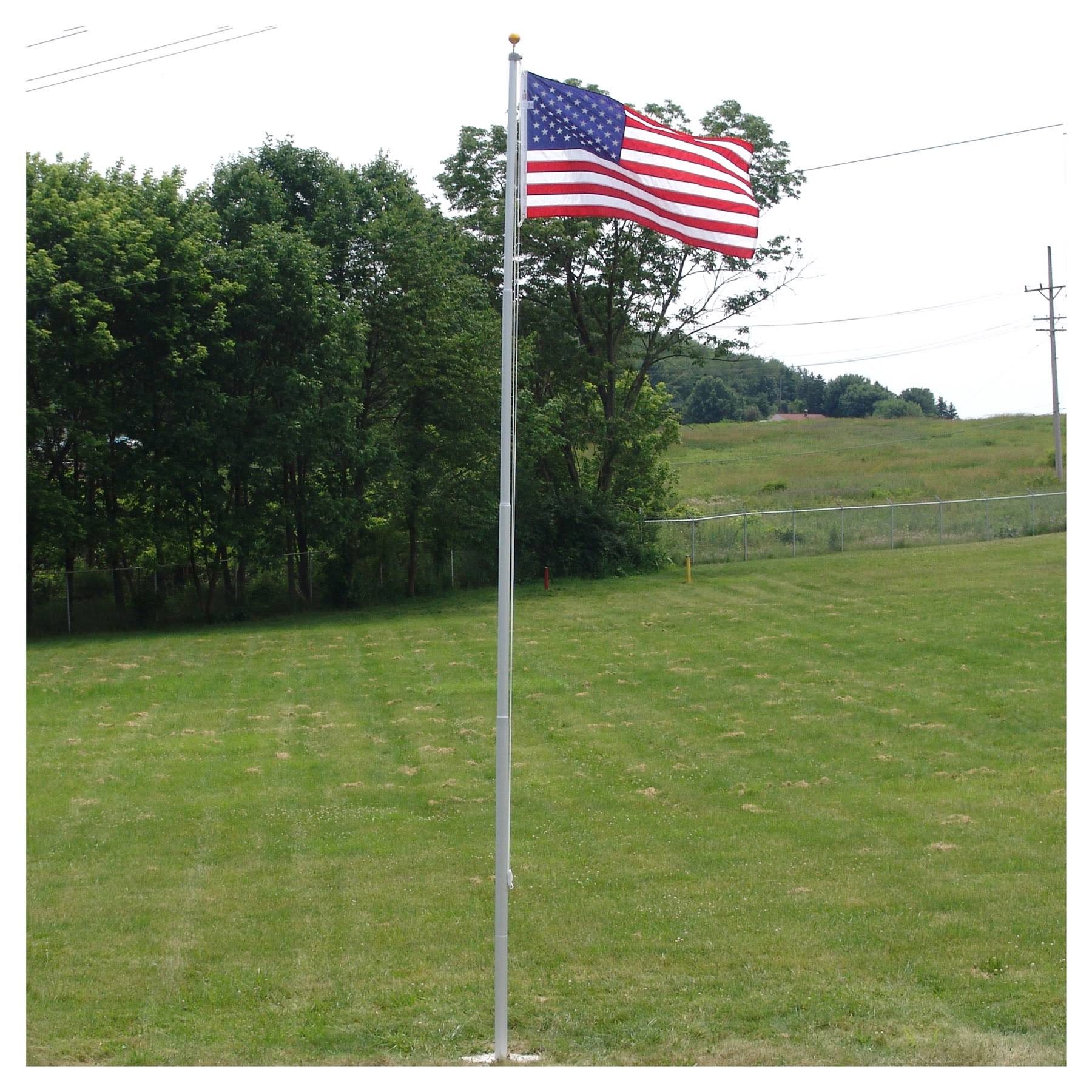 Heavy Duty 20ft Residential Flagpole with US Made Nylon Flag -3ft x 5ft-Imported
