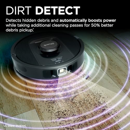 Shark RV2820AE Detect Pro Self-Empty Robot Vacuum with Bagless, 60-day Capacity HEPA Base, 3 Detect & React Technologies, Auto Deep-Clean on Carpets and Hardfloors, NeverStuck Tech, Wi-Fi Black/Bronze
