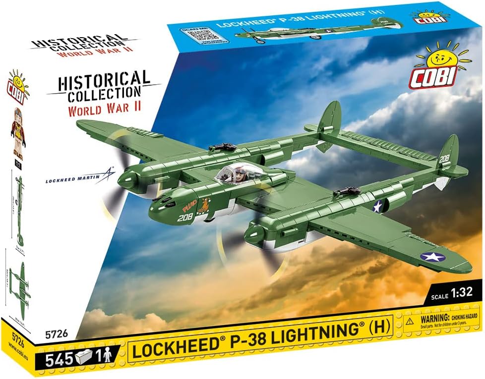 COBI Historical Collection: World War II Lockheed P-38 Lightning (H) Plane,Green