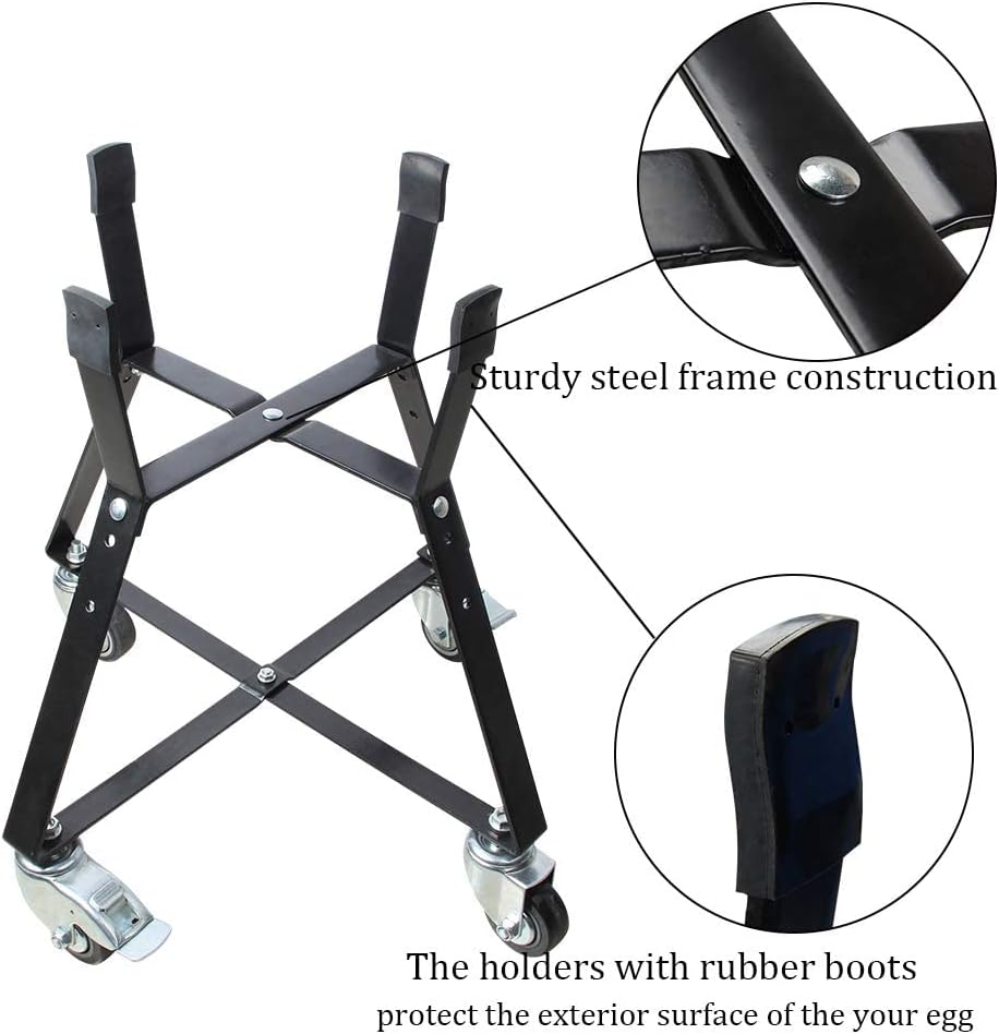 Dracarys Rolling Cart for Big Green Egg Accessories Rolling Nest with Heavy Duty Locking Caster Wheels Powder Coated Steel Rolling Outdoor Cart for Large Big Green Egg Kamado Joe Grill Stand