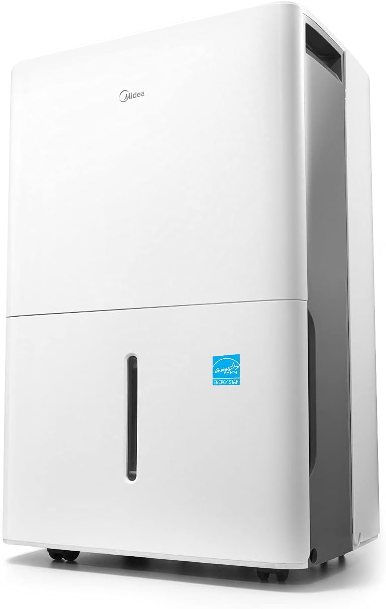 Midea MAD50C1ZWS Dehumidifier for up to 4500 Sq Ft with Reusable Air Filter & Eastman 60309, Black Rubber Washing Machine Drain Hose, 12 Ft Length, Feet