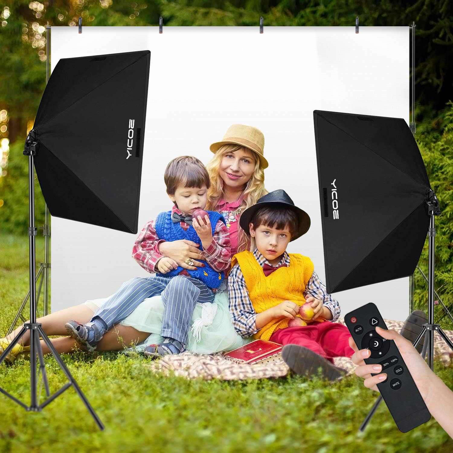 YICOE Softbox Lighting Kit Photography Photo Studio Equipment Continuous Lighting System with 5700K Energy Saving Light Bulb for Portraits Fashion Advertising Photo Shooting Video