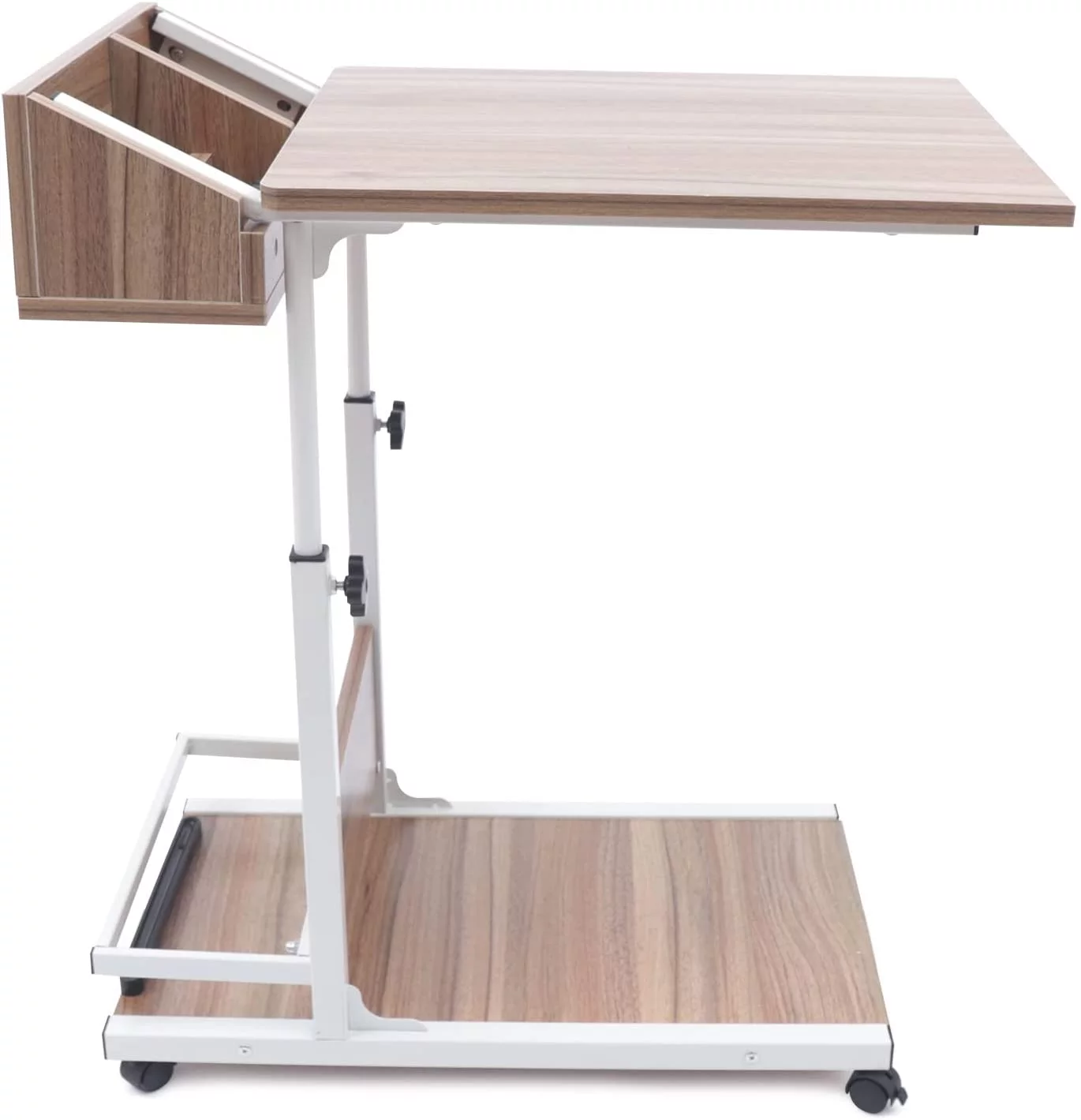HOOMHIBIU C Shaped Table  Mobile Couch Table w/Wheels  Height Adjustable Sofa Side Table  Wooden Snack Side Table w/  Bedside Laptop Stand for Bedrooms  Study Rooms  Dormitories  Other Sm