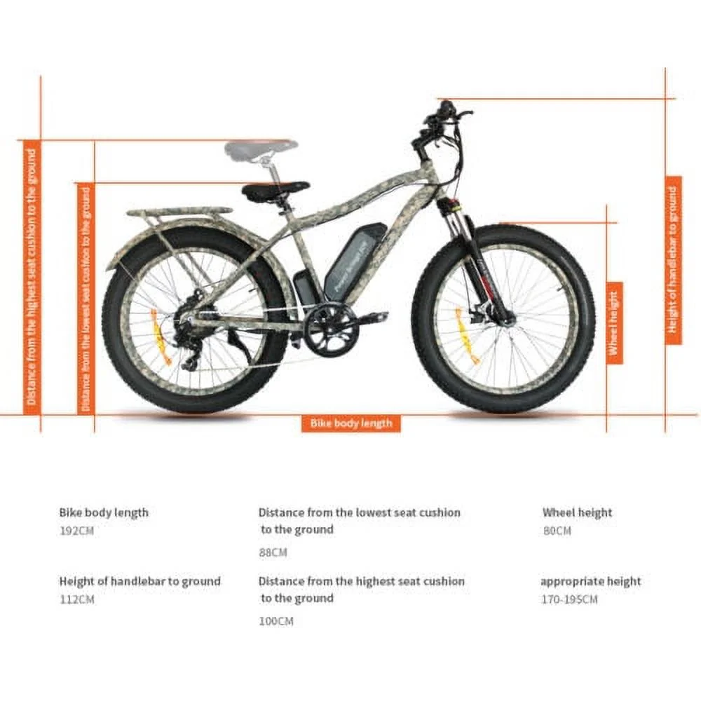 Aostirmotor Electric Mountain Bike, 749W Motor 48V 13AH Removable Lithium Battery Ebike with Rack, 26" 4.0 inch Fat tire Bike, Electric Bicycle for Adults(Black)