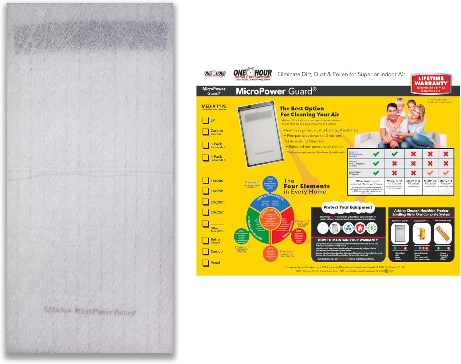 Genuine MicroPower Guard 16x25 1" 4-pack Replacement Filters