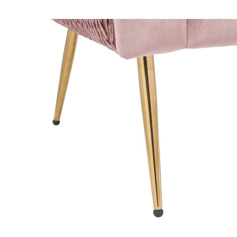 Lilola Home Natalie Blush Pink Velvet Barrel Accent Chair with Metal Legs