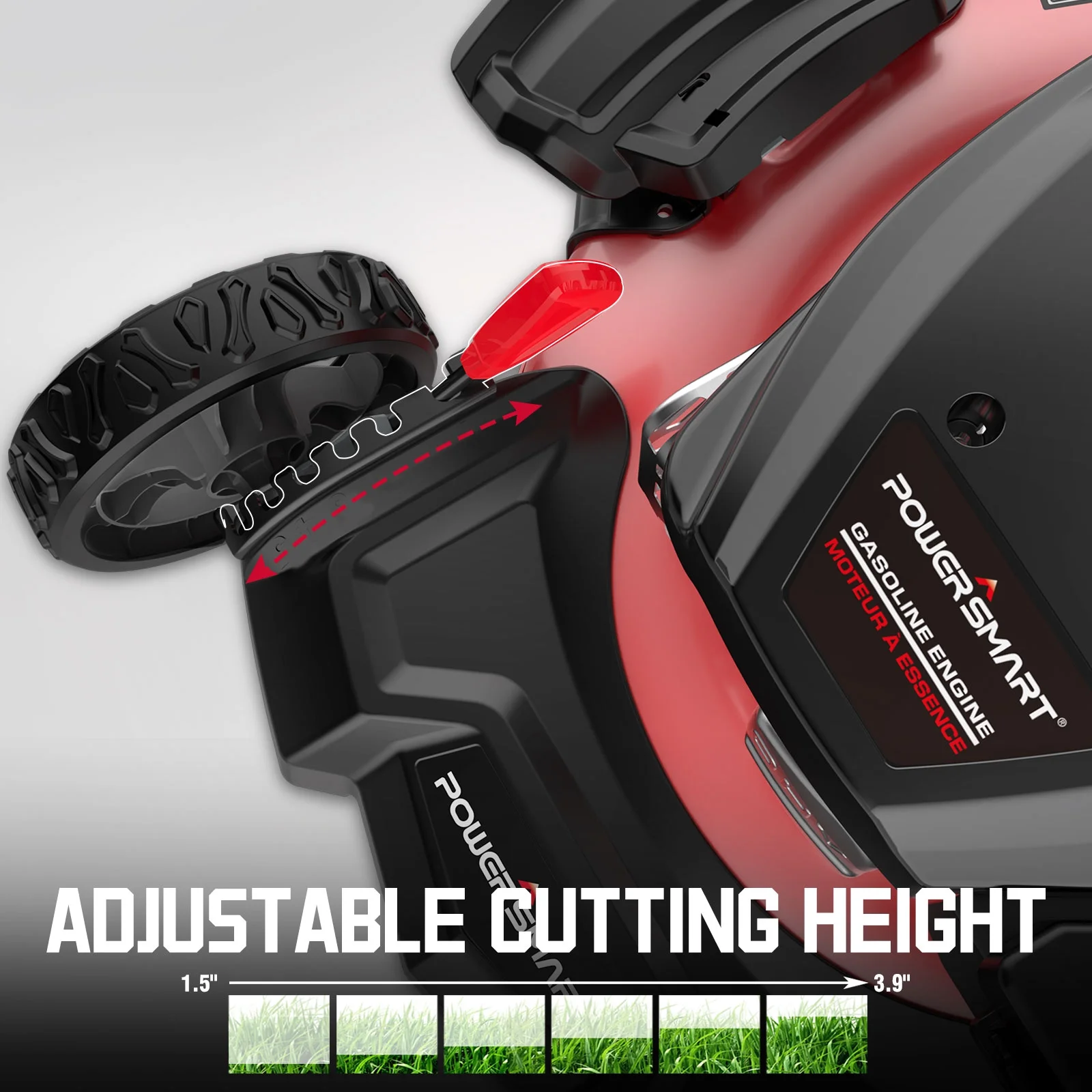 PowerSmart Gas Lawn Mower, 170cc Self-Propelled, 21 inches Cutting Blade, Quick Fold & Unfold Design