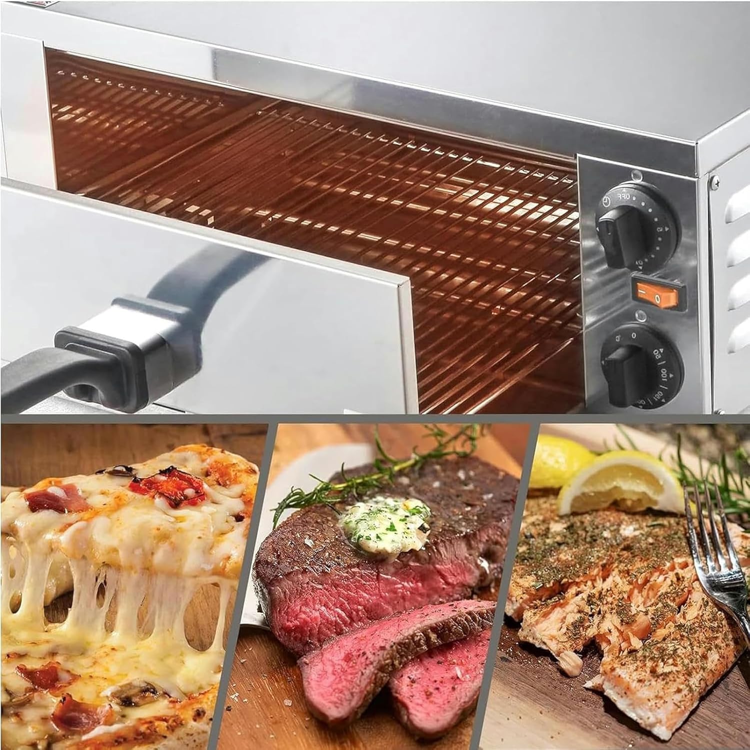 Countertop Pizza Oven Electric Indoor Pizza Oven Commercial Stainless Steel 2-Layers Pizza Cooker with Timer for Home Restaurant