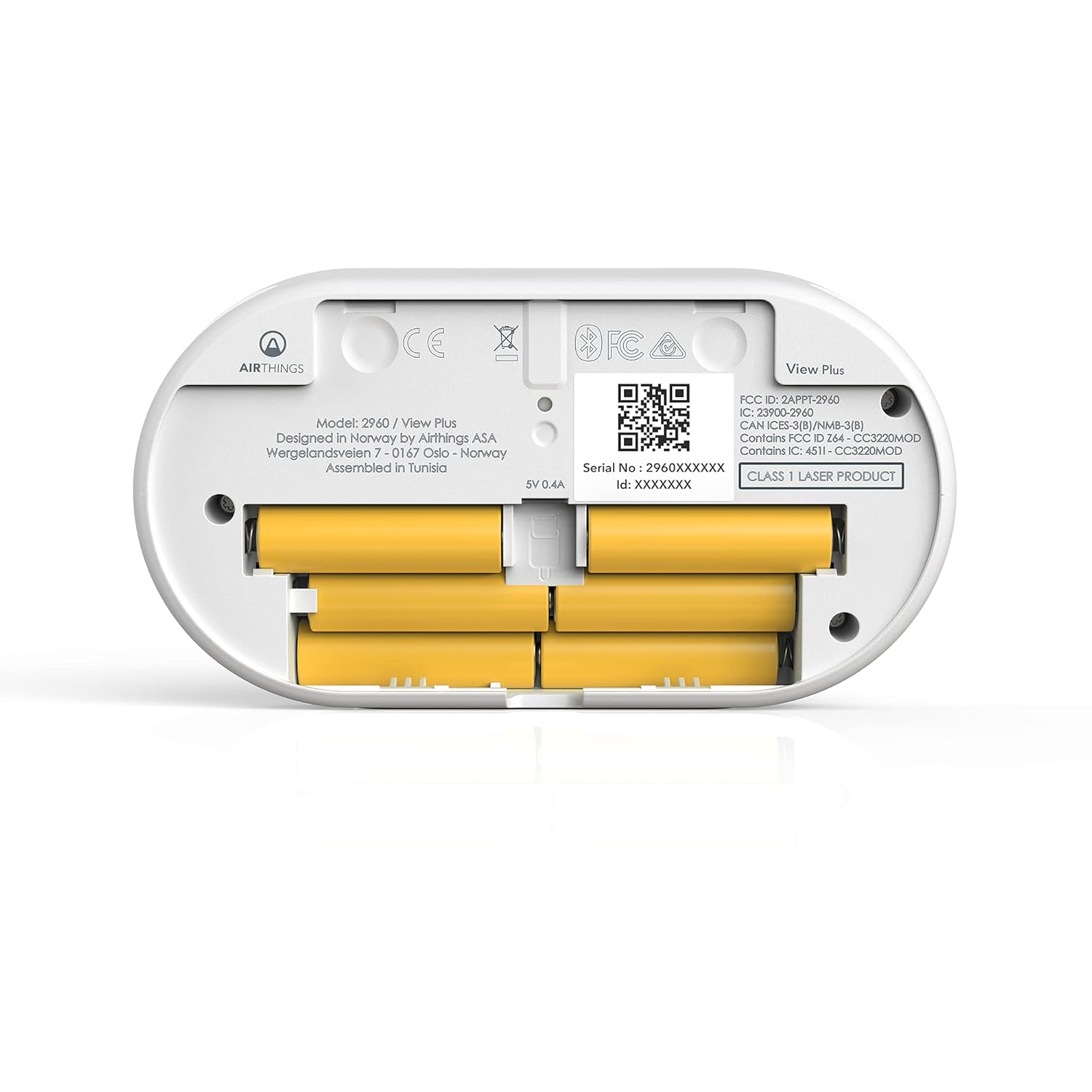 Airthings 2960 View Plus - Battery Powered Radon & Air Quality Monitor (PM, CO2, VOC, Humidity, Temp, Pressure)