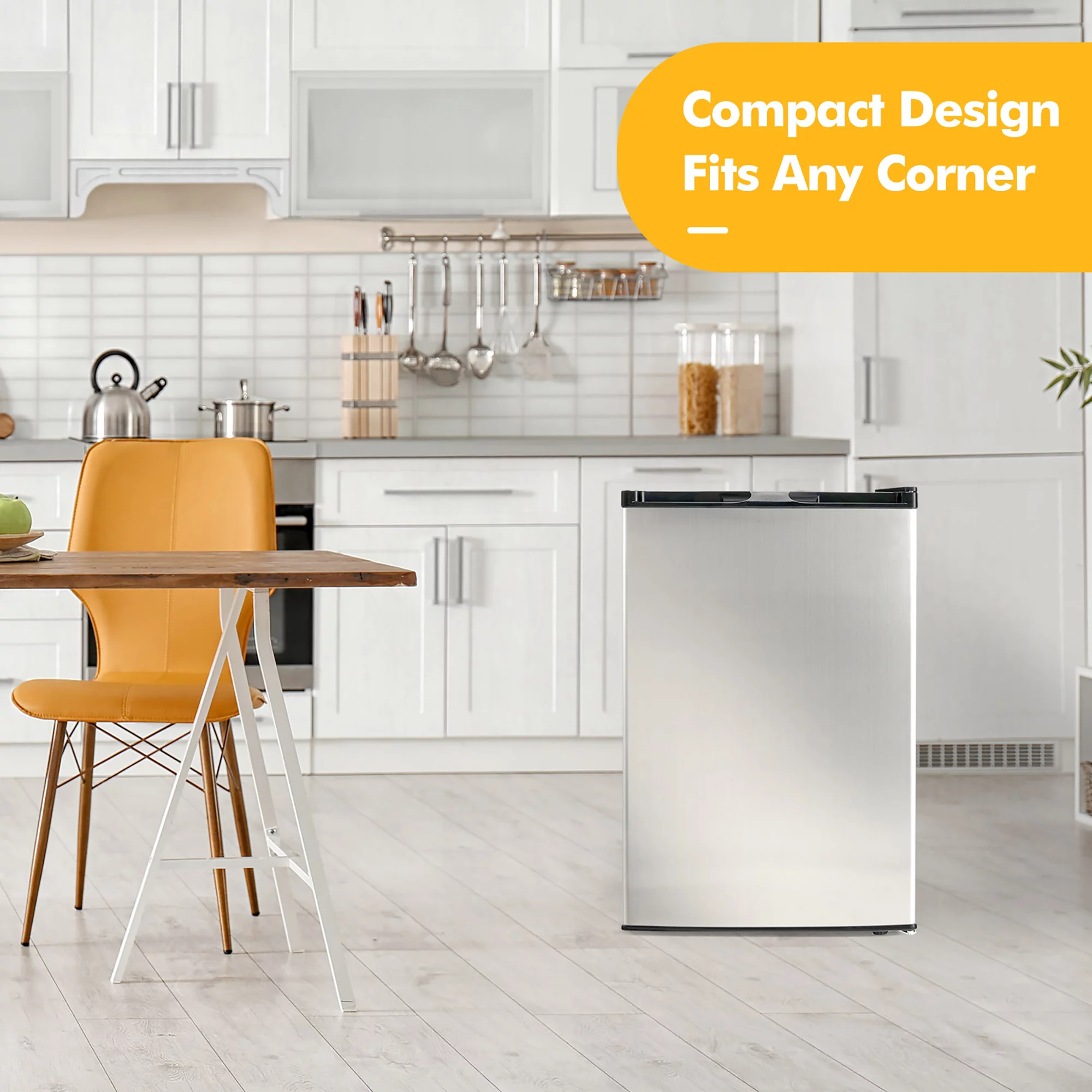 STAKOL 3 cu.ft. Compact Upright Freezer w/Single Stainless Steel Door Removable Shelves