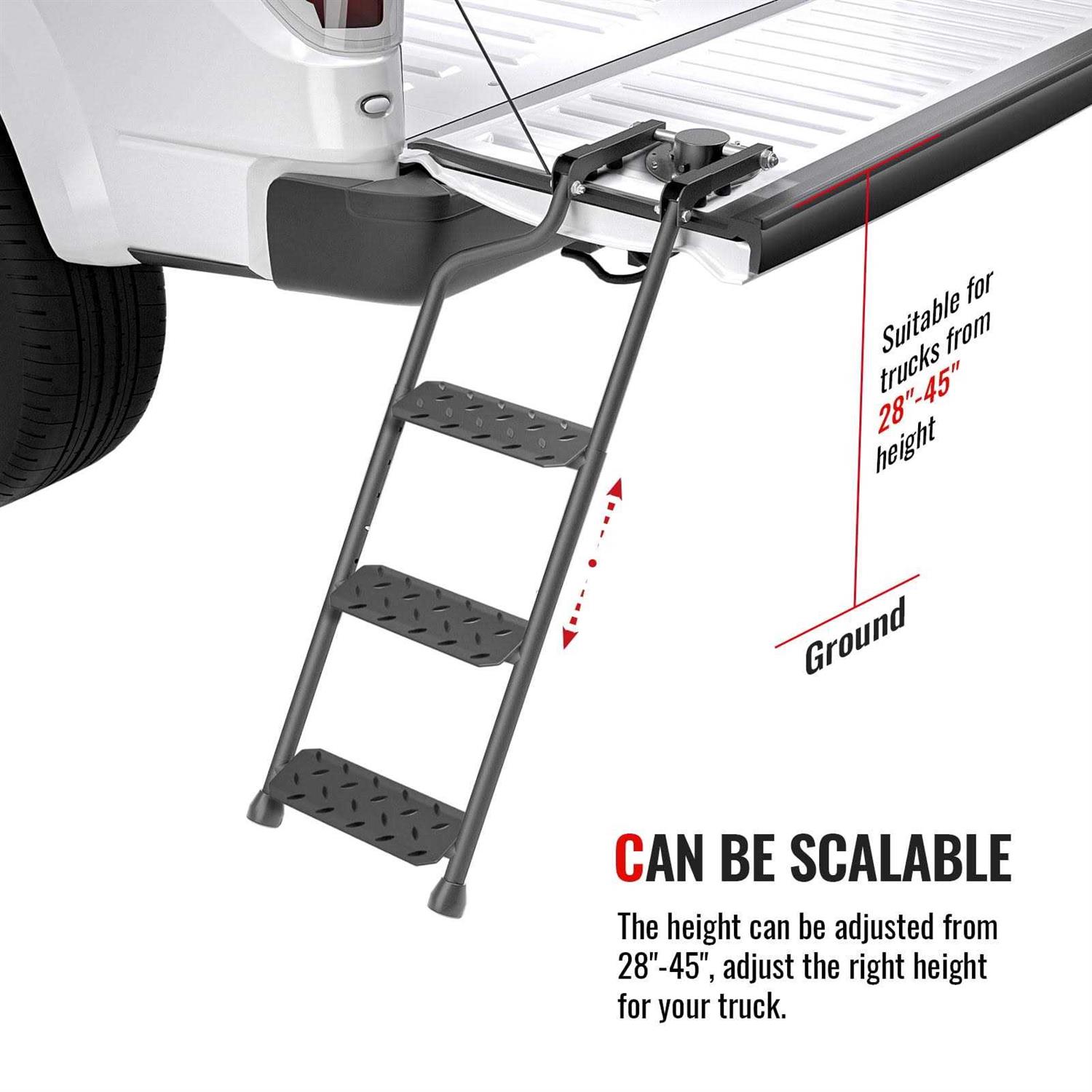 AA Products. AA Product Tailgate Ladder Foldable Pickup Truck Tailgate Ladder with Wide Pedal Non-Slip Sturdy for Truck Easy Install Durable Steel - Shop Hardware Tools Online Store