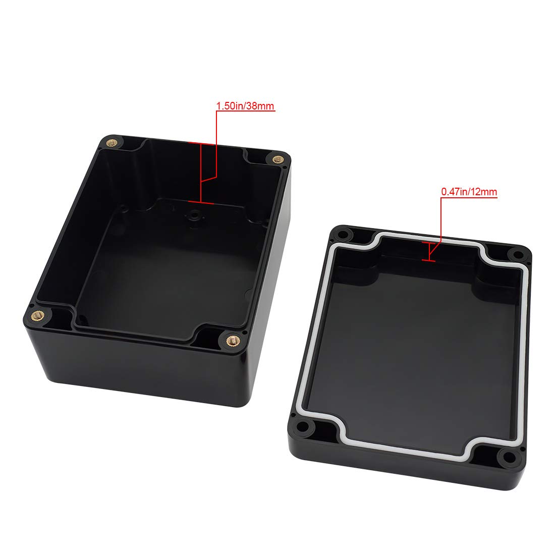 LeMotech ABS Plastic Electrical Project Case Power Junction Box, Project Box Black 10.4" x 7.2" x 3.7" (263 x 182 x 95 mm)(Pack of 1)