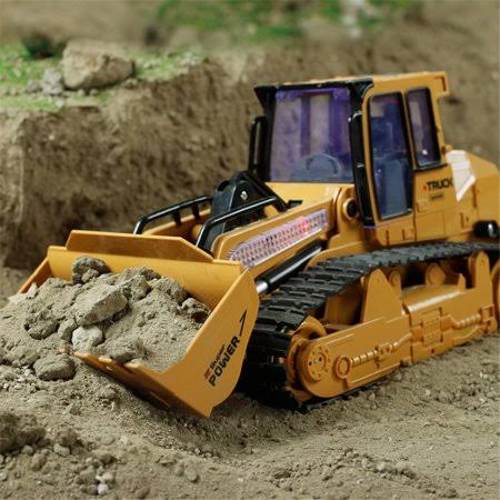 1:12 RC Excavator Shovel Remote Control Construction Bulldozer Truck Toy Light, Size: Large, Yellow