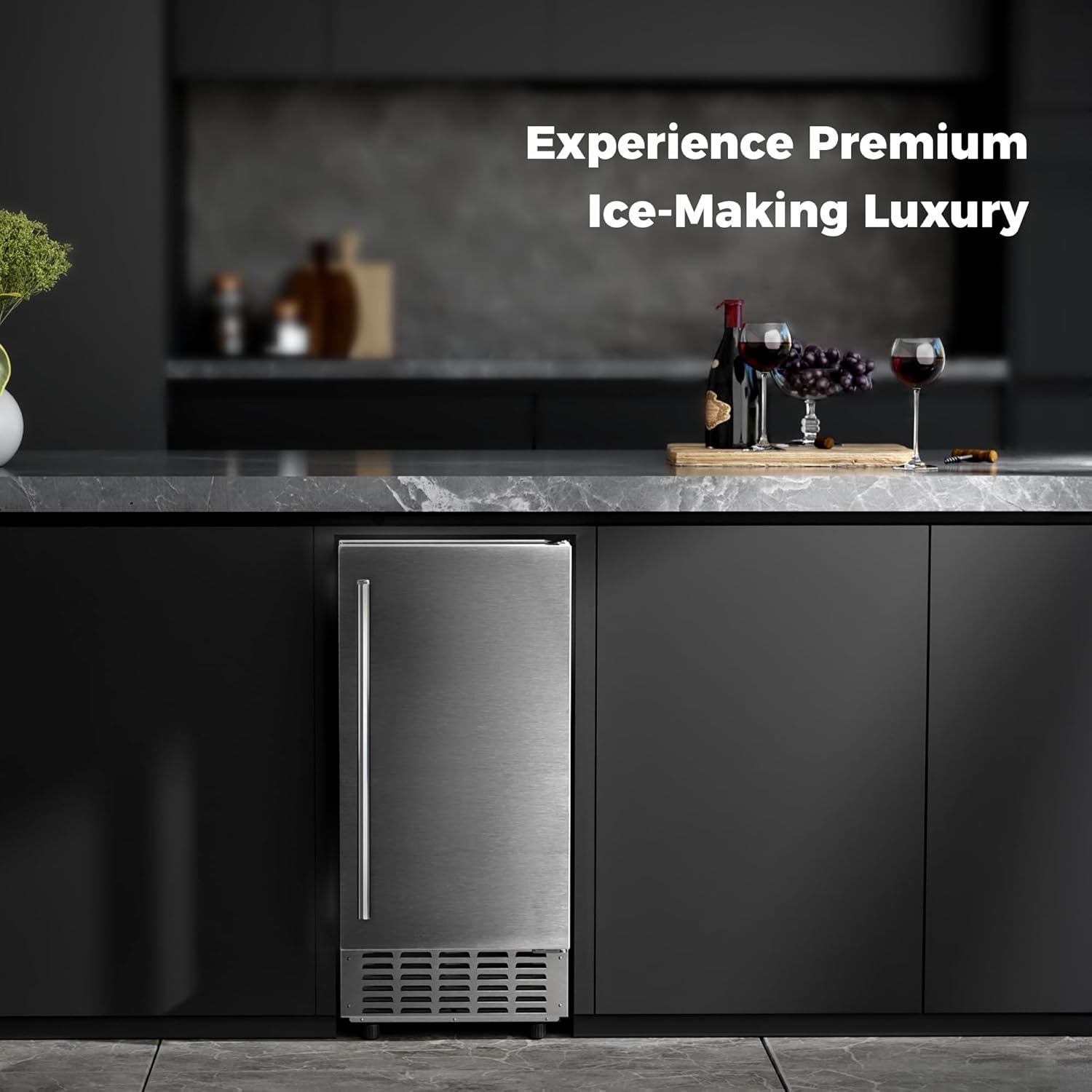 AGLUCKY Under Counter Nugget Ice Maker Machine with Drain Pump, Built-in Ice Machine with Pebble Ice, 70Lbs/Day, 24H Timer & Self-Cleaning, Double ice Baskets, UnderCounter Ice Machine for Home Use