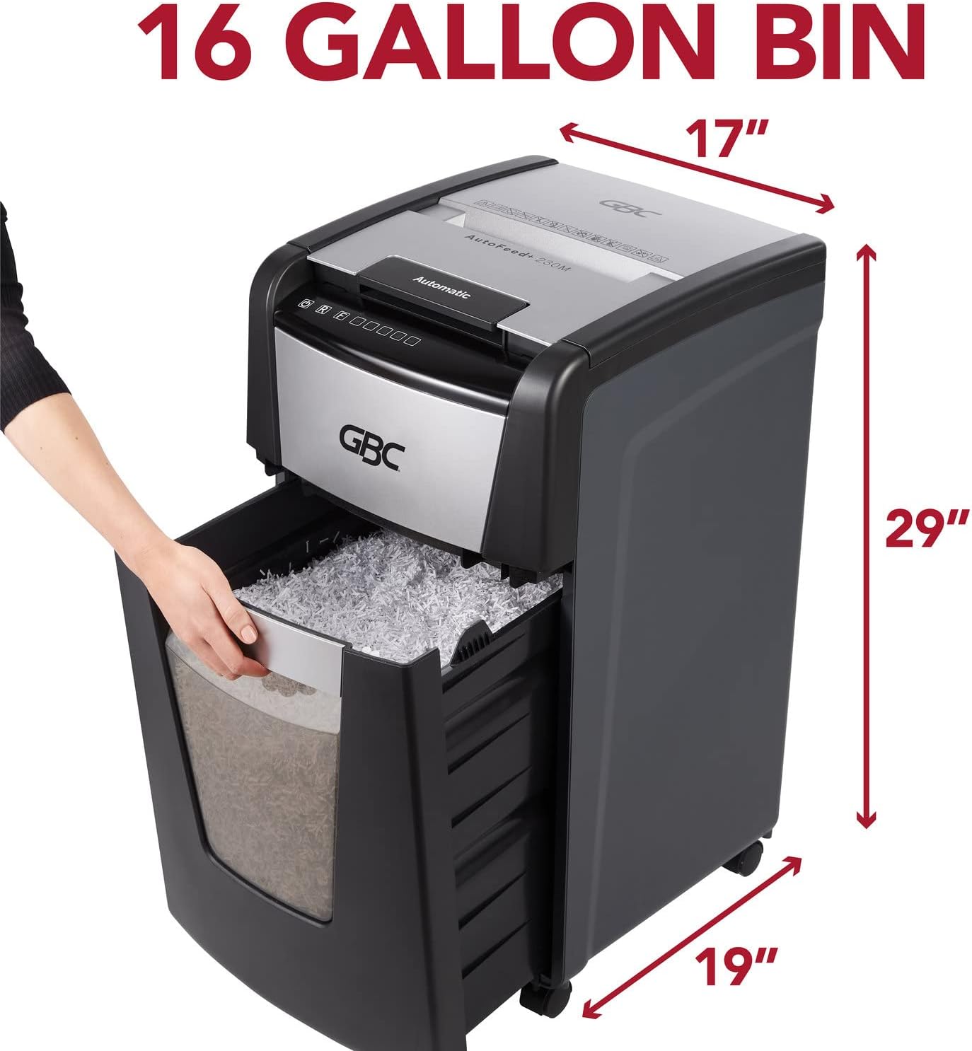 GBC Paper Shredder, Auto Feed+, 300 Sheet Capacity, Super Cross-Cut, Office Shredder, 300X (WSM1757608)