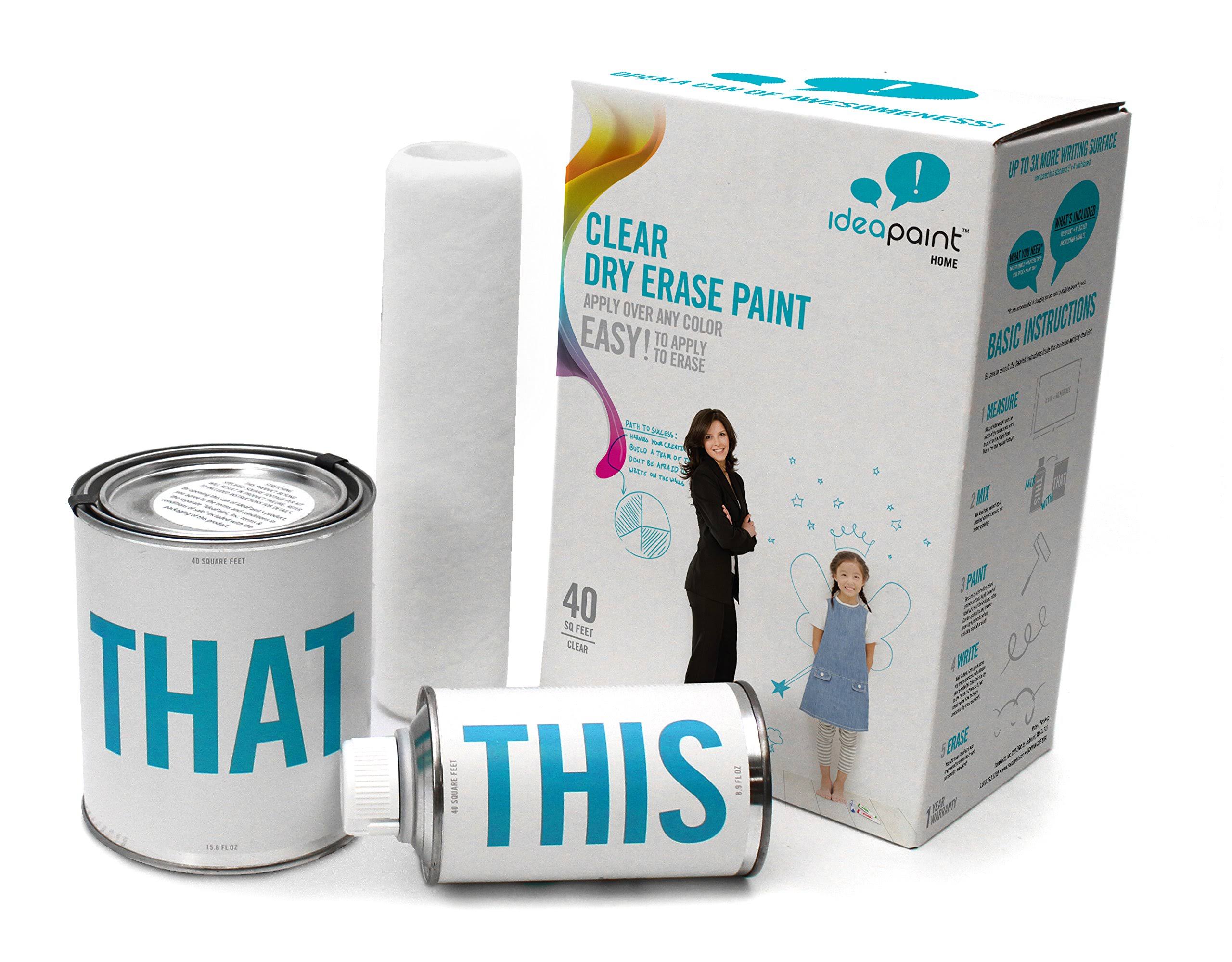 IdeaPaint Home - Clear Dry Erase Paint Kit, 40 Sq ft