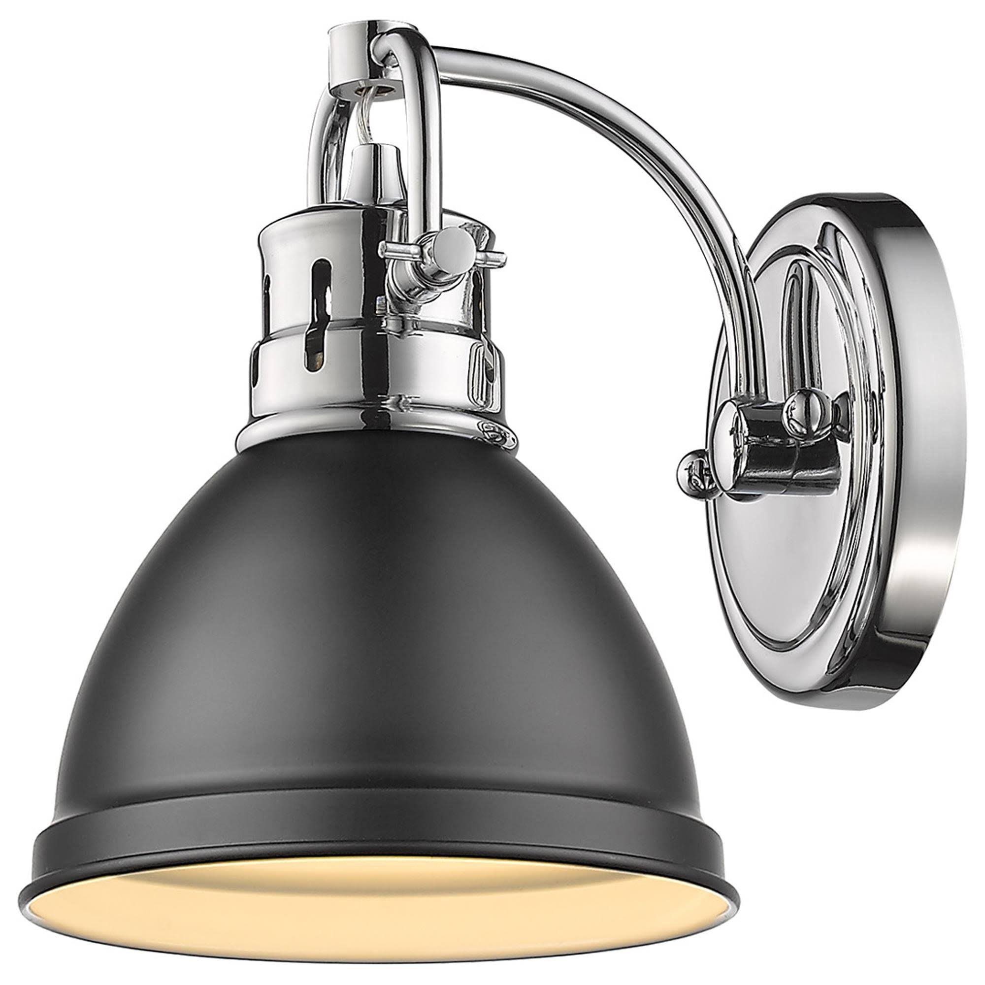 Duncan 1 Light Bath Vanity in Chrome with A Matte Black Shade