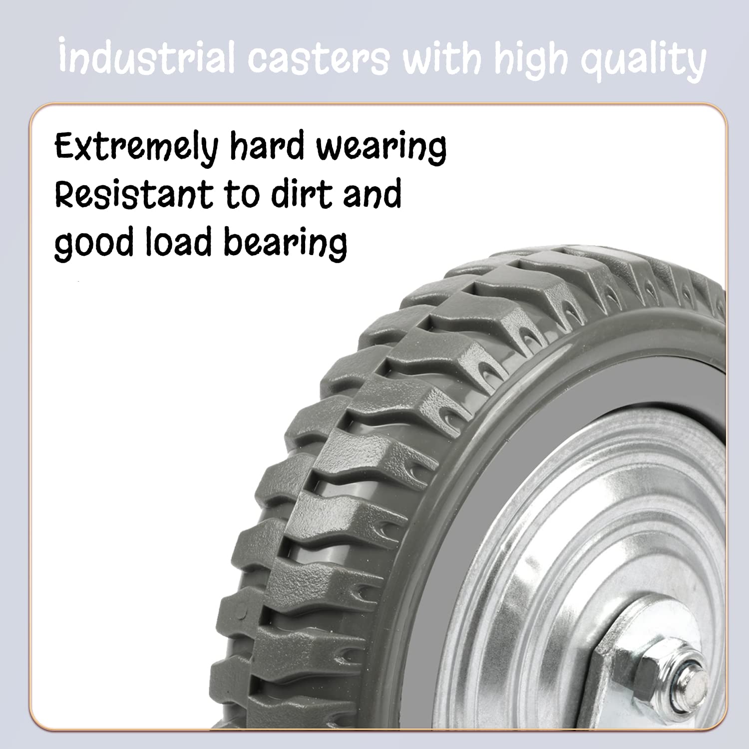 XINISS Heavy Duty Plate Casters Set, 6 inch Swivel Rubber Wheel Anti-Skid 360 Degree Ball Bearing Pneumatic Castor Wheels for Furniture and Workbench Set of 4 (2 with Brakes & 2 Without)