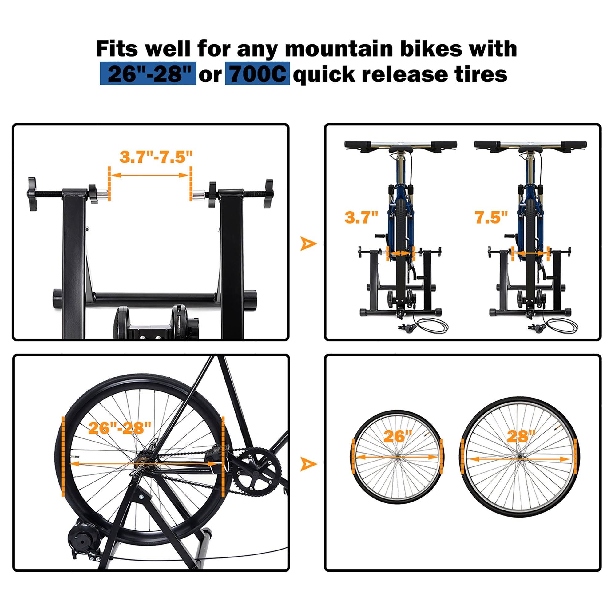 Costway Magnetic Indoor Bicycle Bike Trainer Exercise Stand 8 Levels - Black