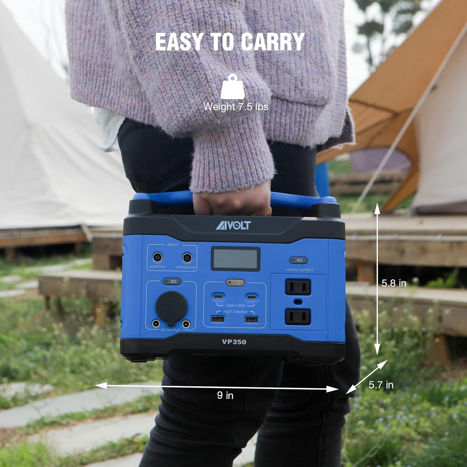 AIVOLT Portable Power Station 300W/266Wh Solar Powered Generator, Backup Lithium Battery with LED Light 120V Pure Sine Wave AC Outlets(Surge 600W), USB-C Ports, for Outdoor Camping Home CPAP Backup