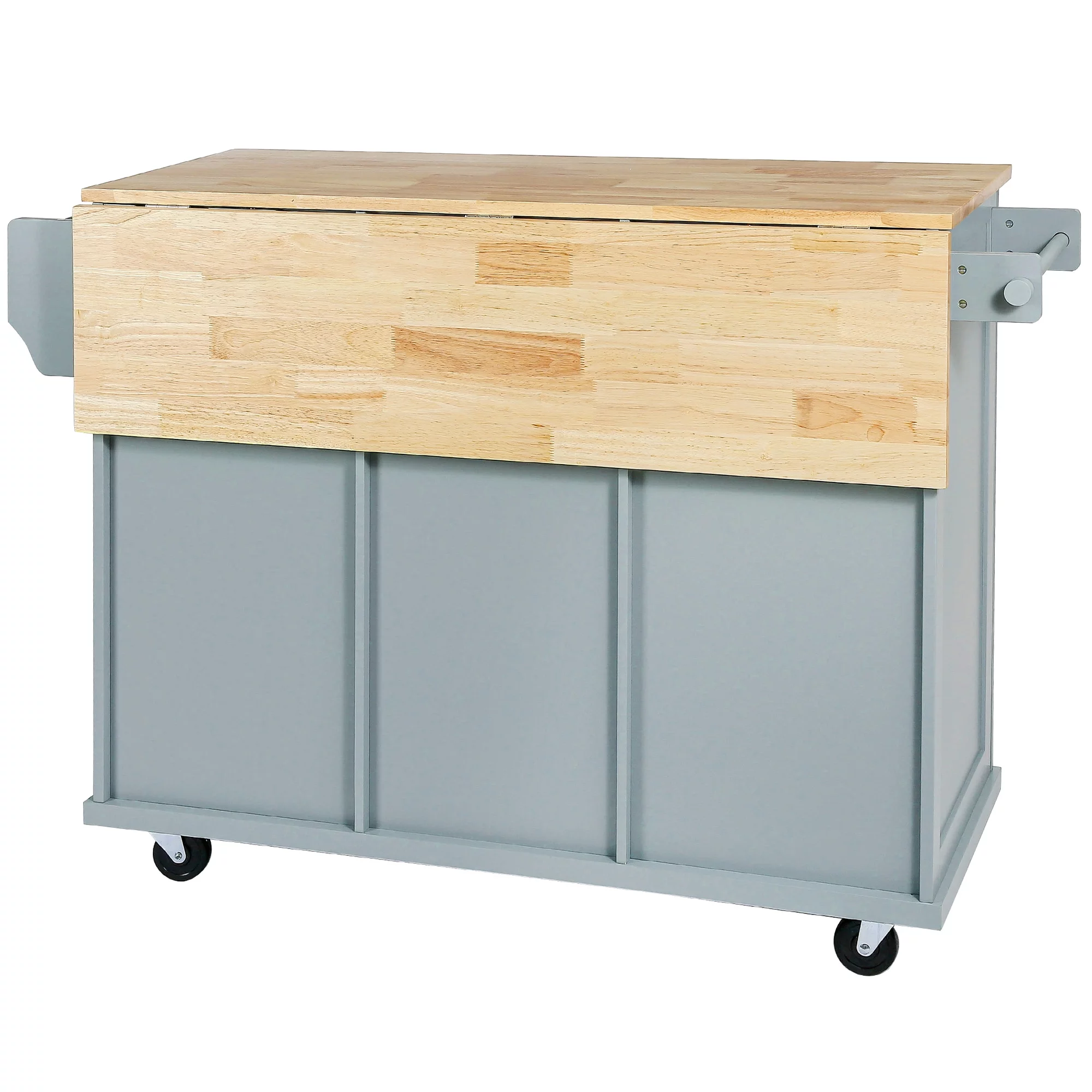 Churanty Kitchen Island with Drop Leaf and Wheels Rolling Kitchen Cart with Storage and Cabinet and 3 Drawers for Dining Room,Blue - Curated Treasures Market
