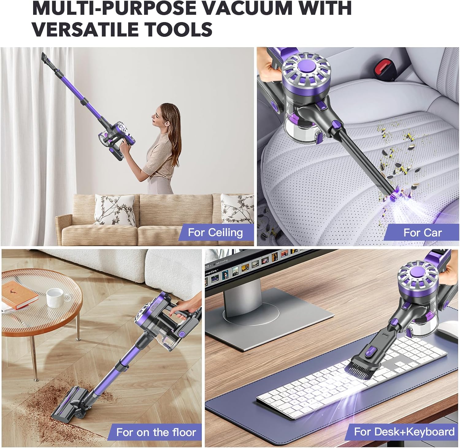Vacuum Cleaners for Home,Cordless Vacuum Cleaner,Stick Vacuum Cleaner Rechargeable Vacuum 2200mAh Battery Up to 35 Mins Runtime,Lightweight Cordless Vacuum for Hardwood Floor Pet Hair